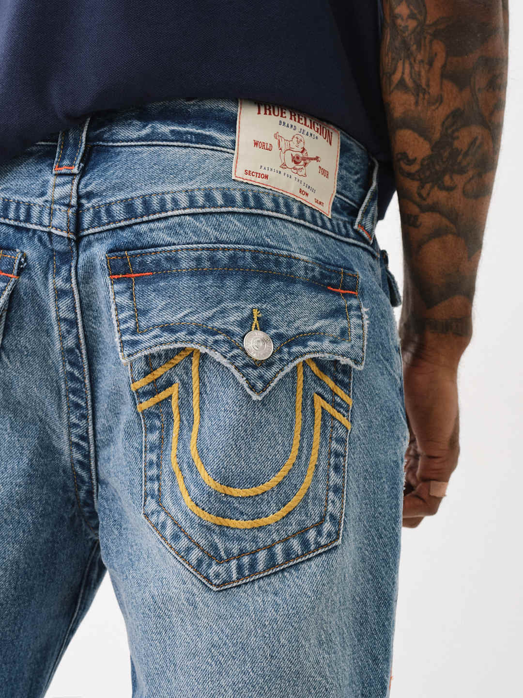 Destroyed Jeans ripped Style mit Glitzerknöpfen von TRUE RELIGION *neuwertig* online