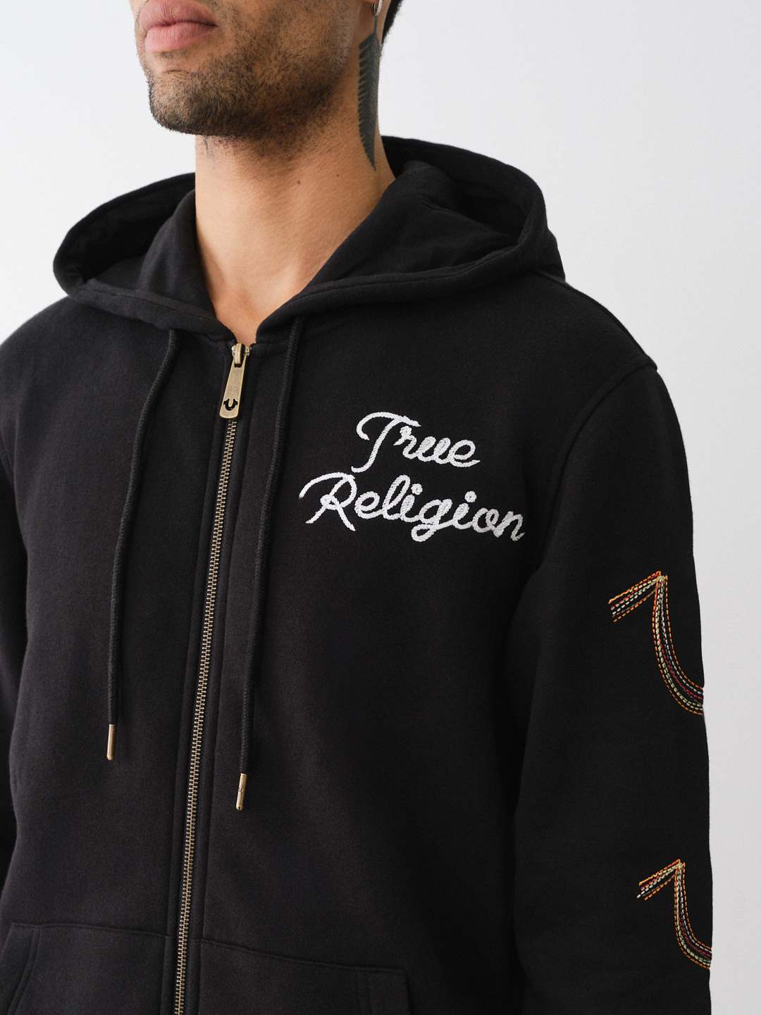 RAINBOW STITCH HORSESHOE ZIP HOODIE True Religion