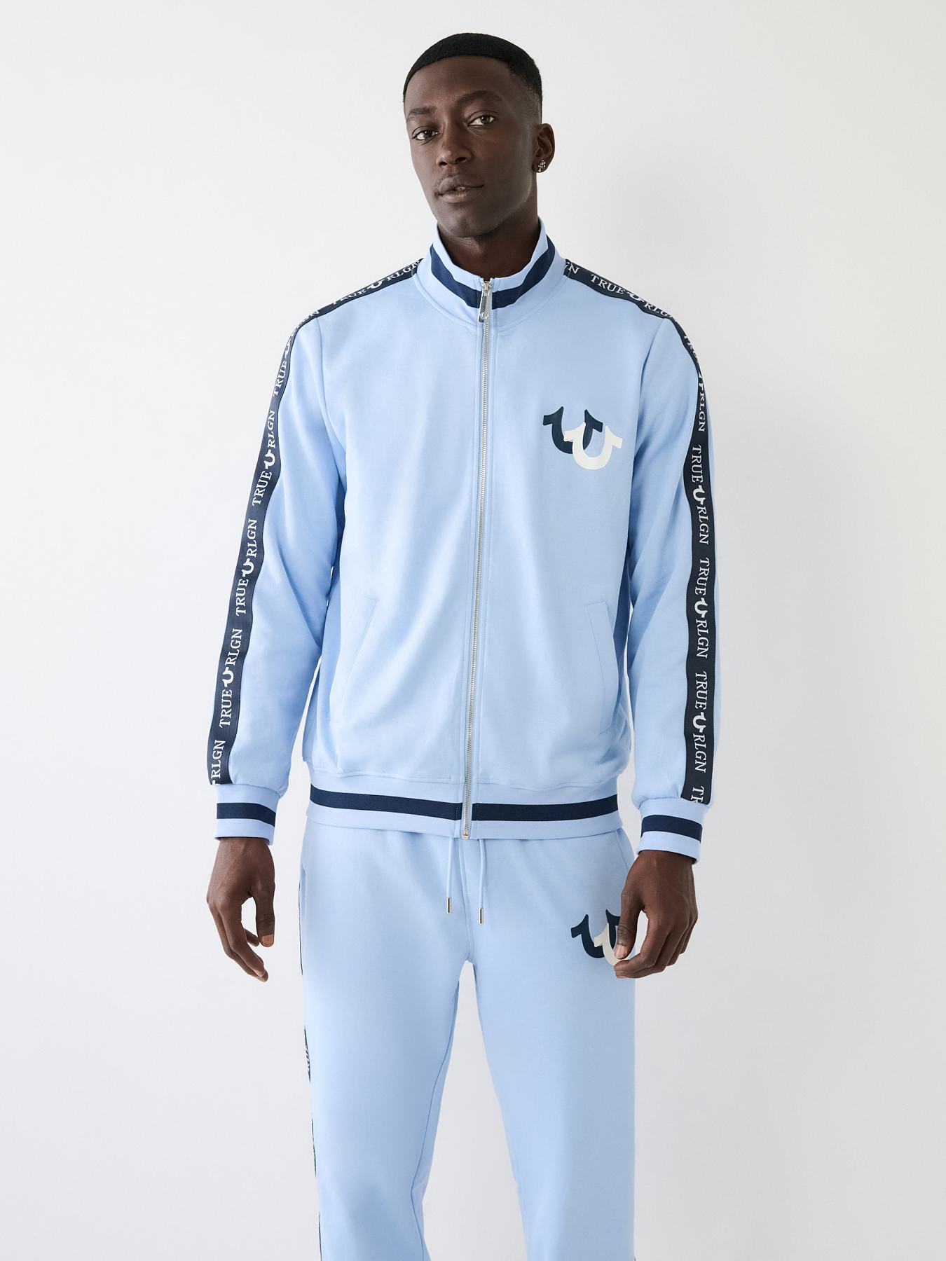 SCRIPT LOGO PIPING CORDUROY TRACK JACKET / BLK