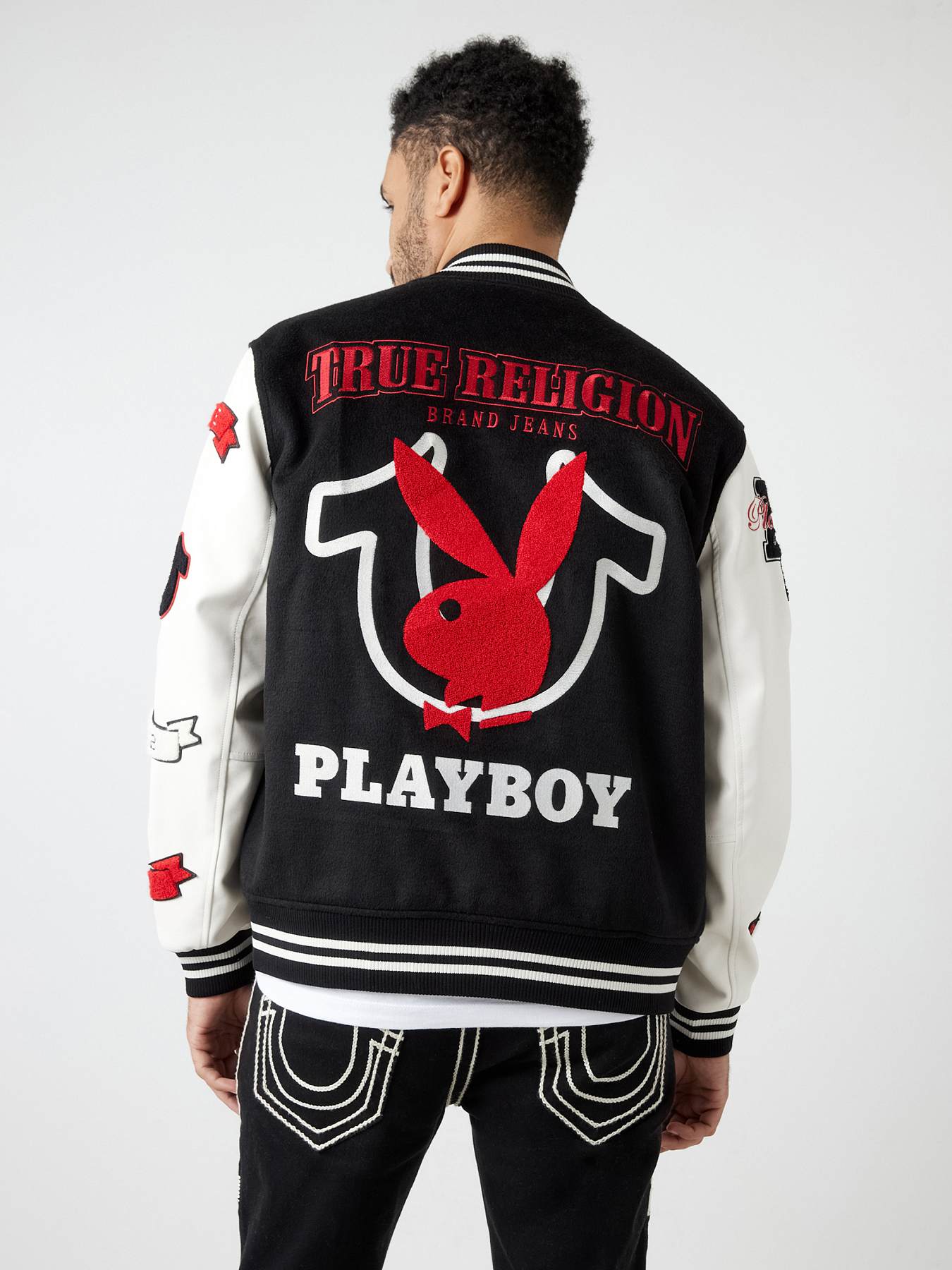 PLAYBOY X TRUE RELIGION GOOD BUNNY VARSITY JACKET