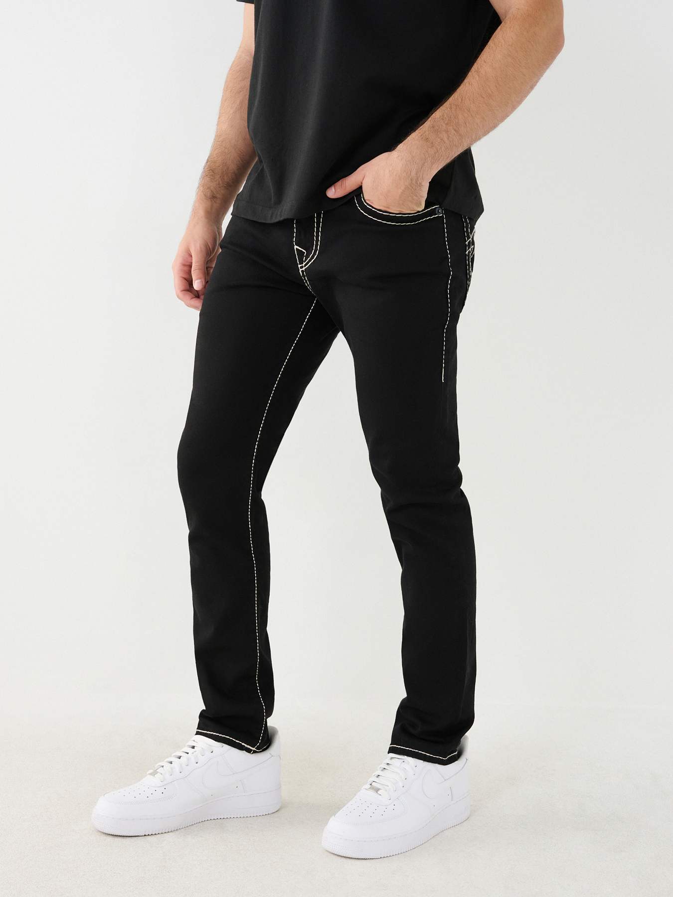 True Religion Contrast Stitch Sweatpants in Black for Men