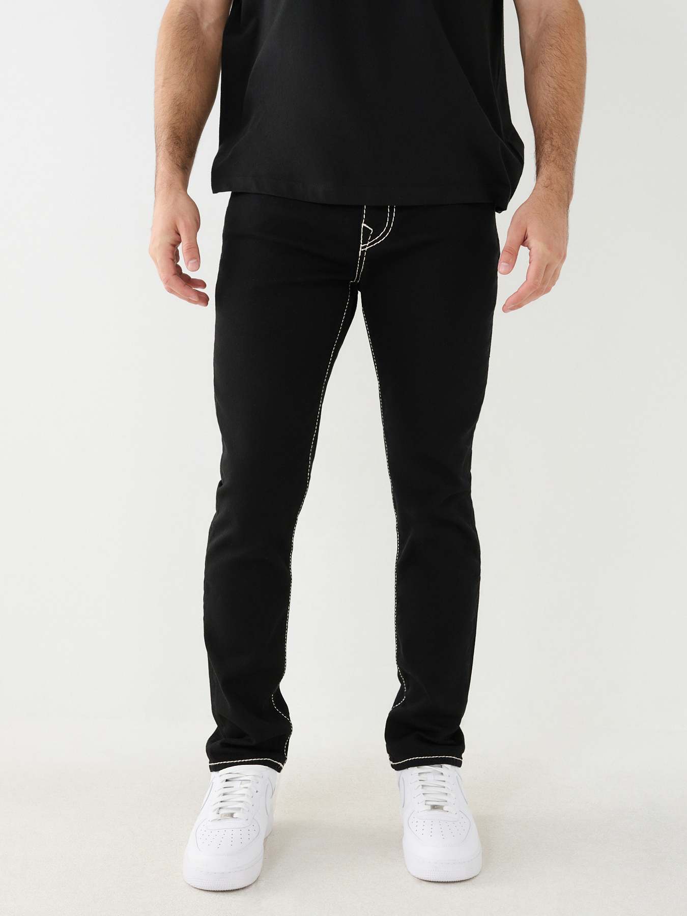 True Religion Contrast Stitch Sweatpants in Black for Men