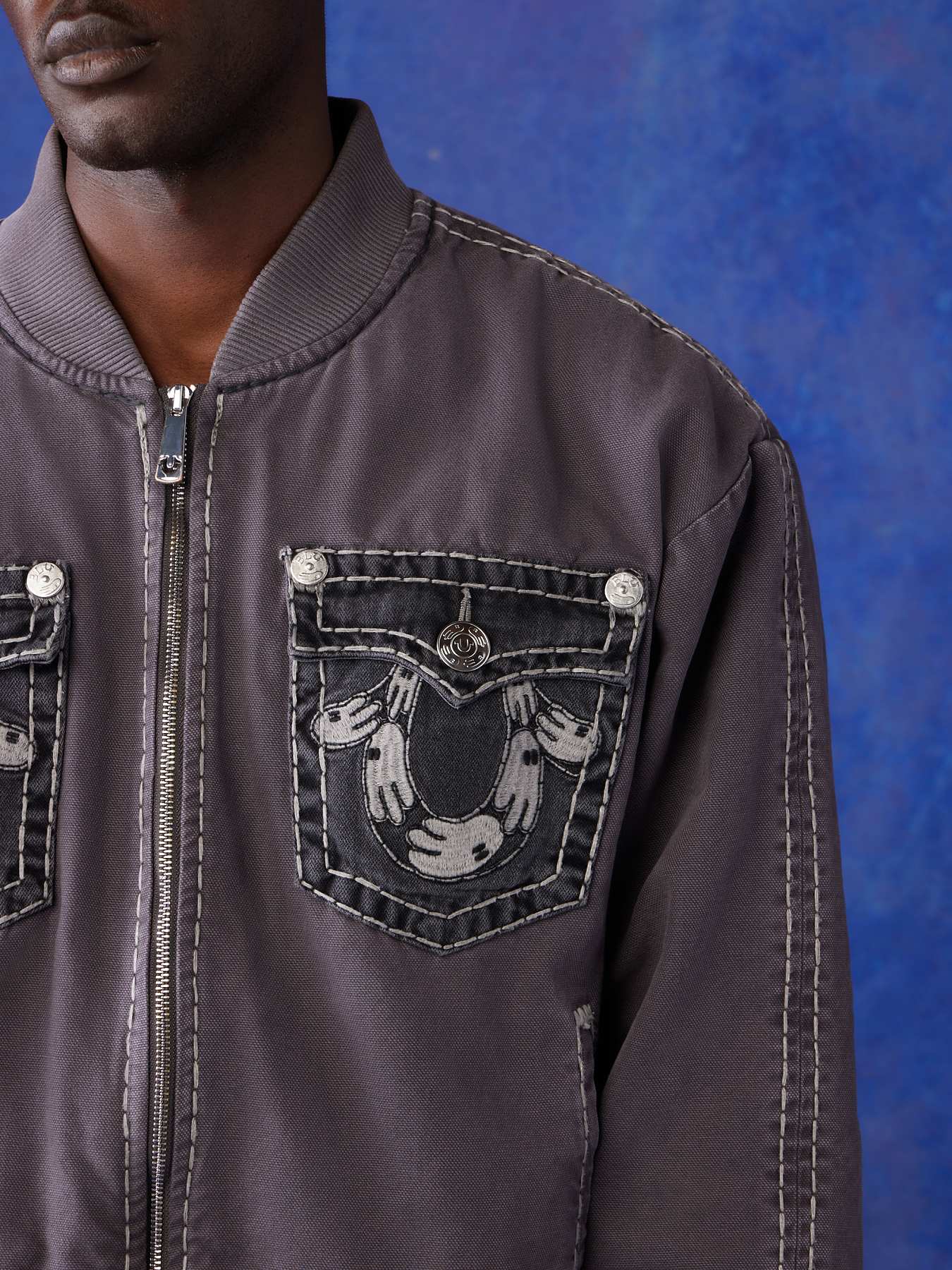 BLU RELIGION OVERSIZED BOMBER JACKET SUPER T