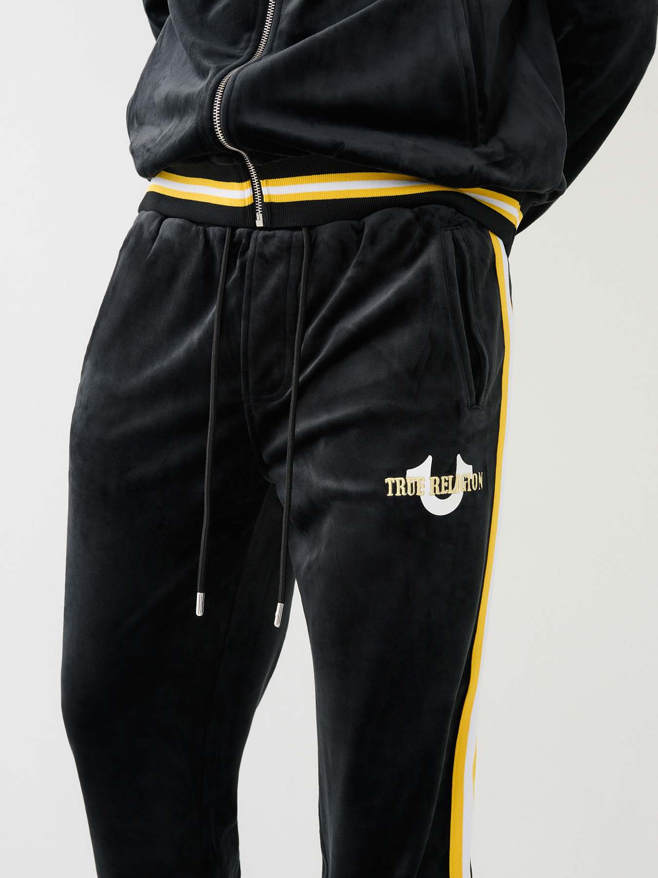 VELOUR TR LOGO VARSITY STRIPE TRACK PANT