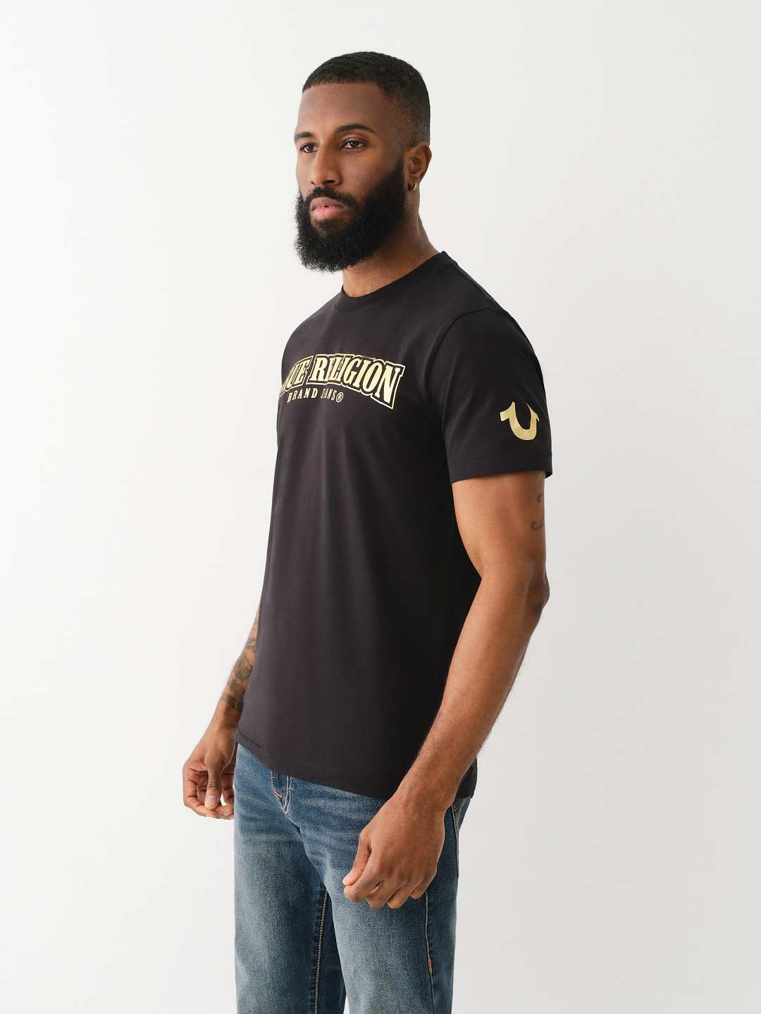METALLIC LOGO CREW TEE