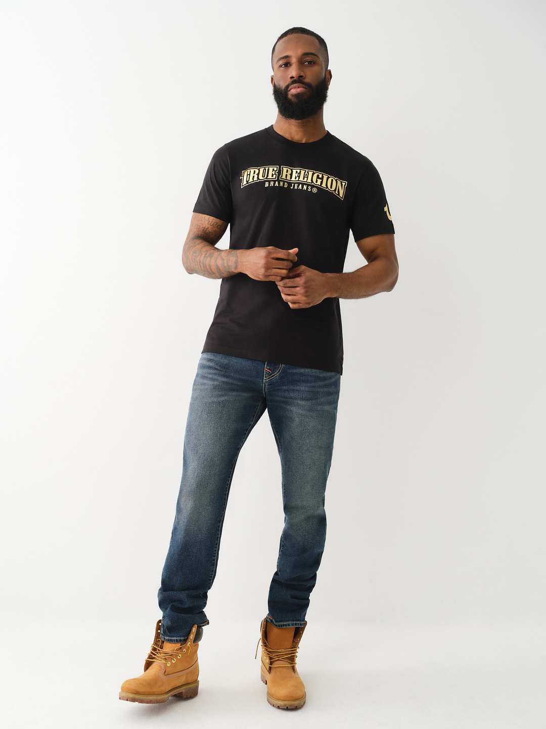 METALLIC LOGO CREW TEE