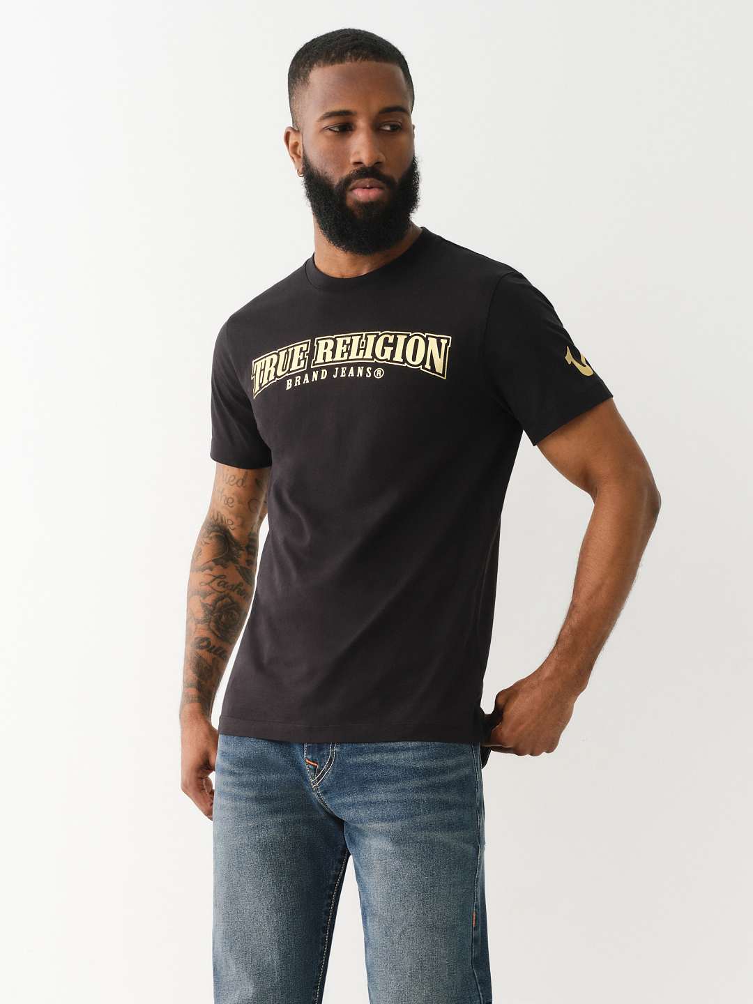 METALLIC LOGO CREW TEE