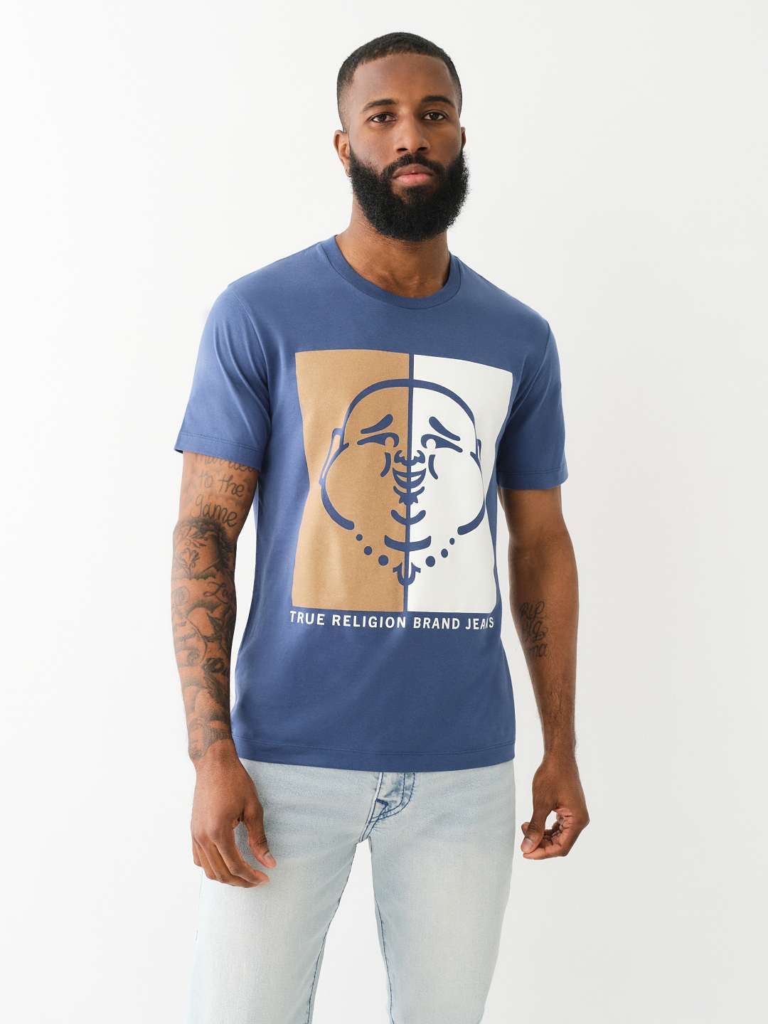 FLOCKED SPLIT BUDDHA FACE TEE, image 1