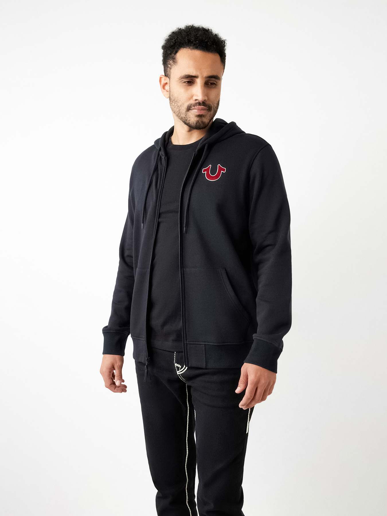 FLOCKED BUDDHA LOGO ZIP HOODIE True Religion