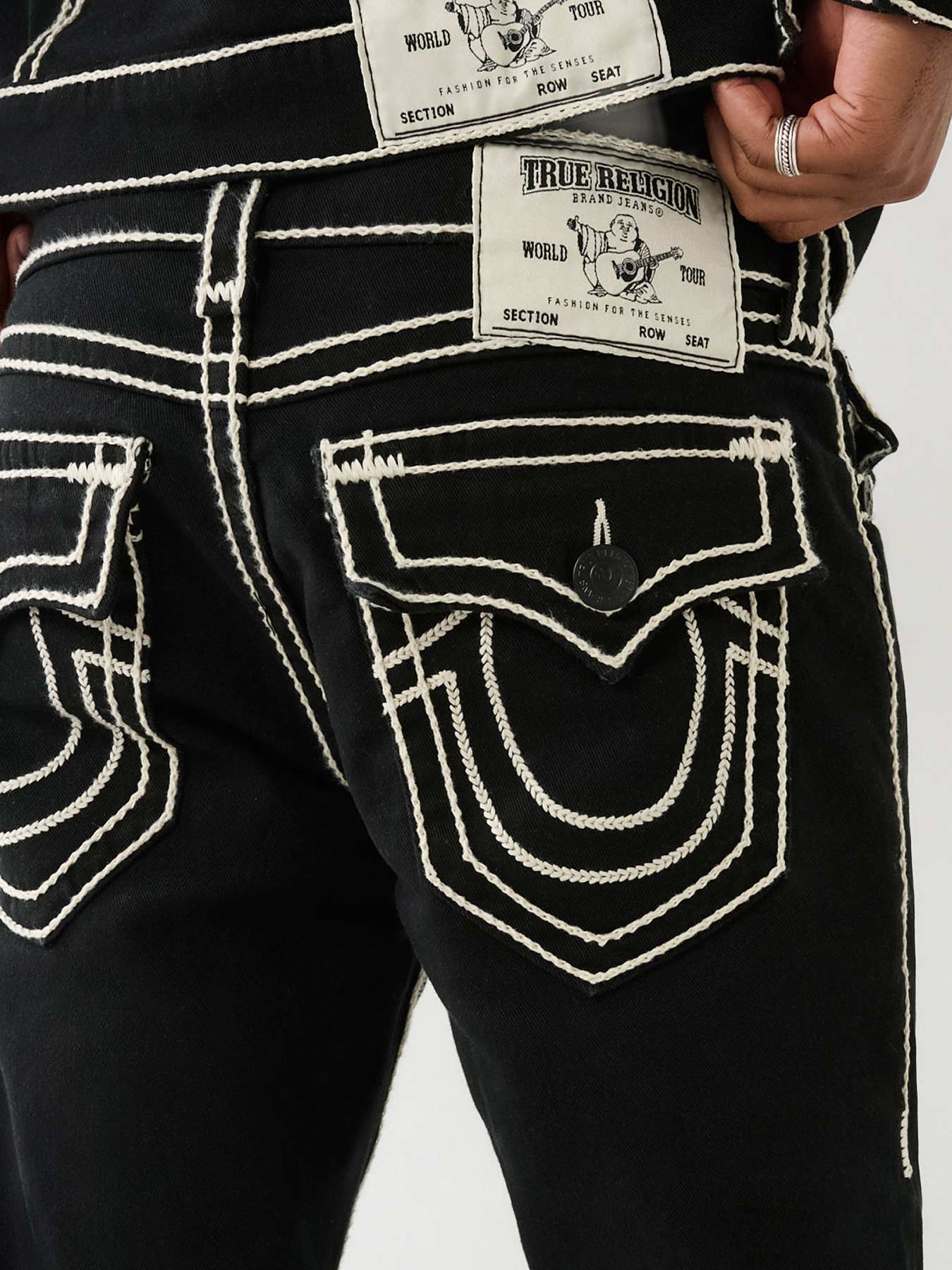 Men's Regular Fit Rope Stitch Straight Bootcut Jeans