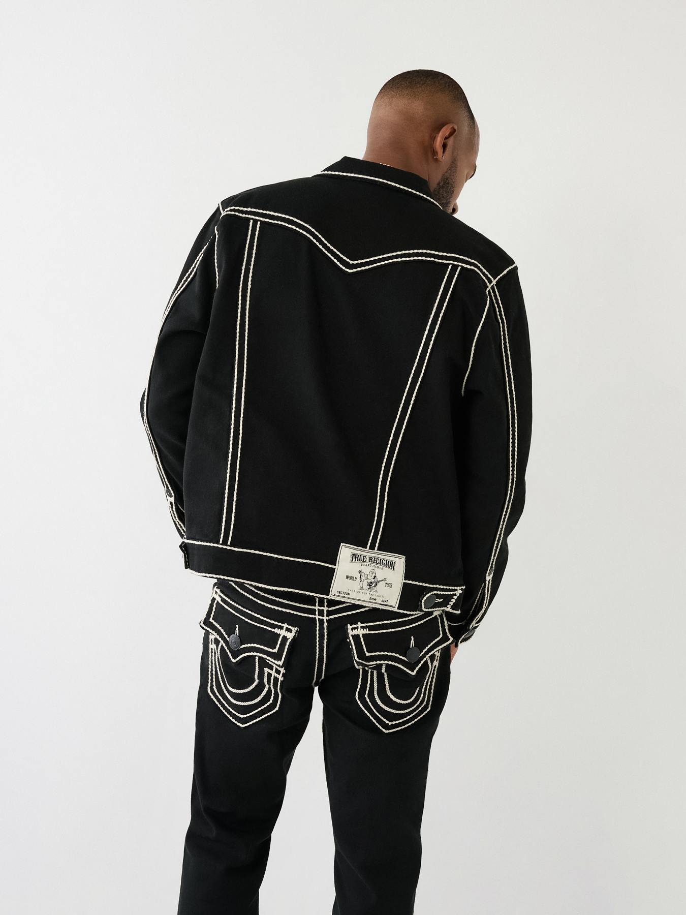 Black true religion jean cheap jacket