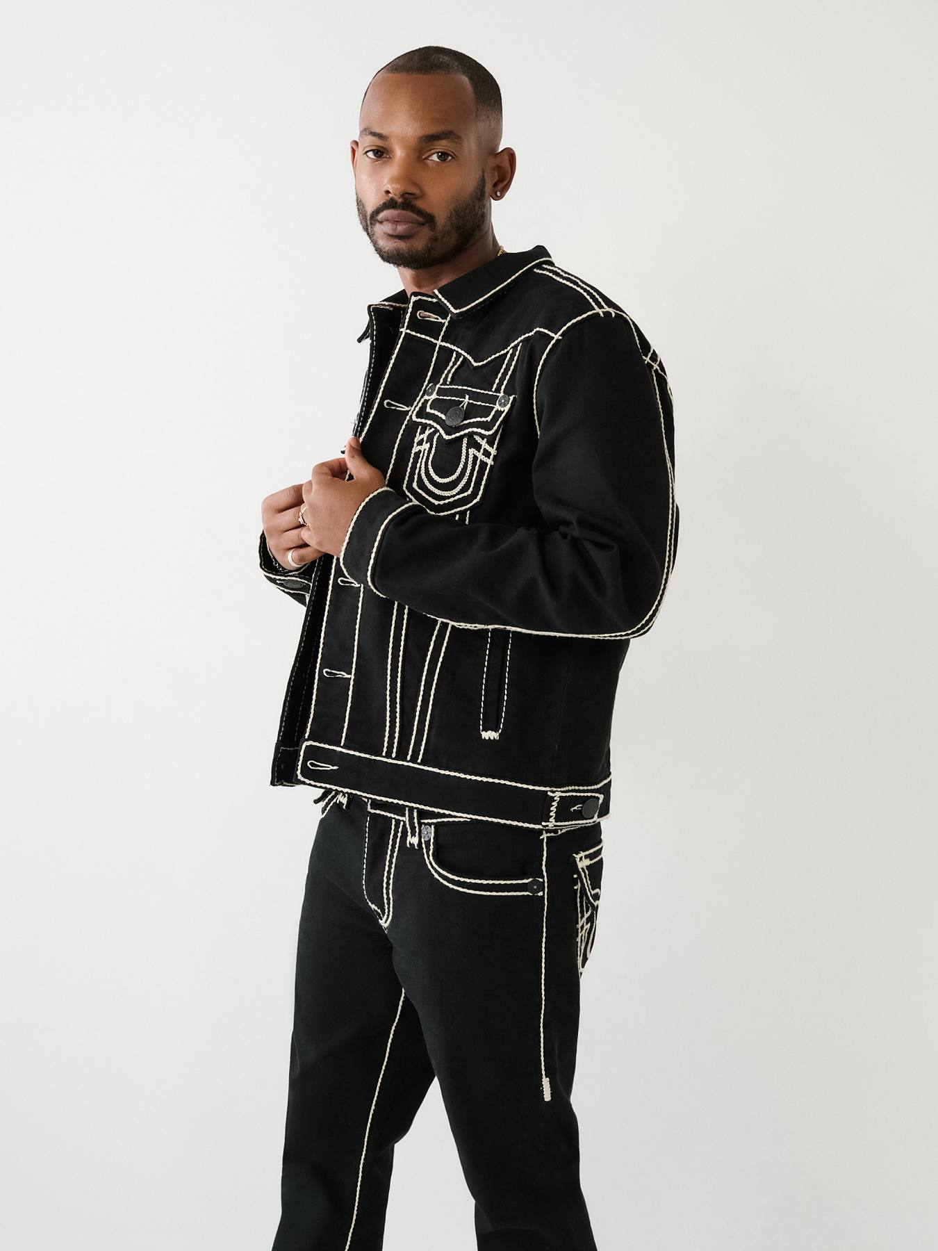 Max様 JIMMY ROPE STITCH DENIM JACKET - Body Rinse Black | True
