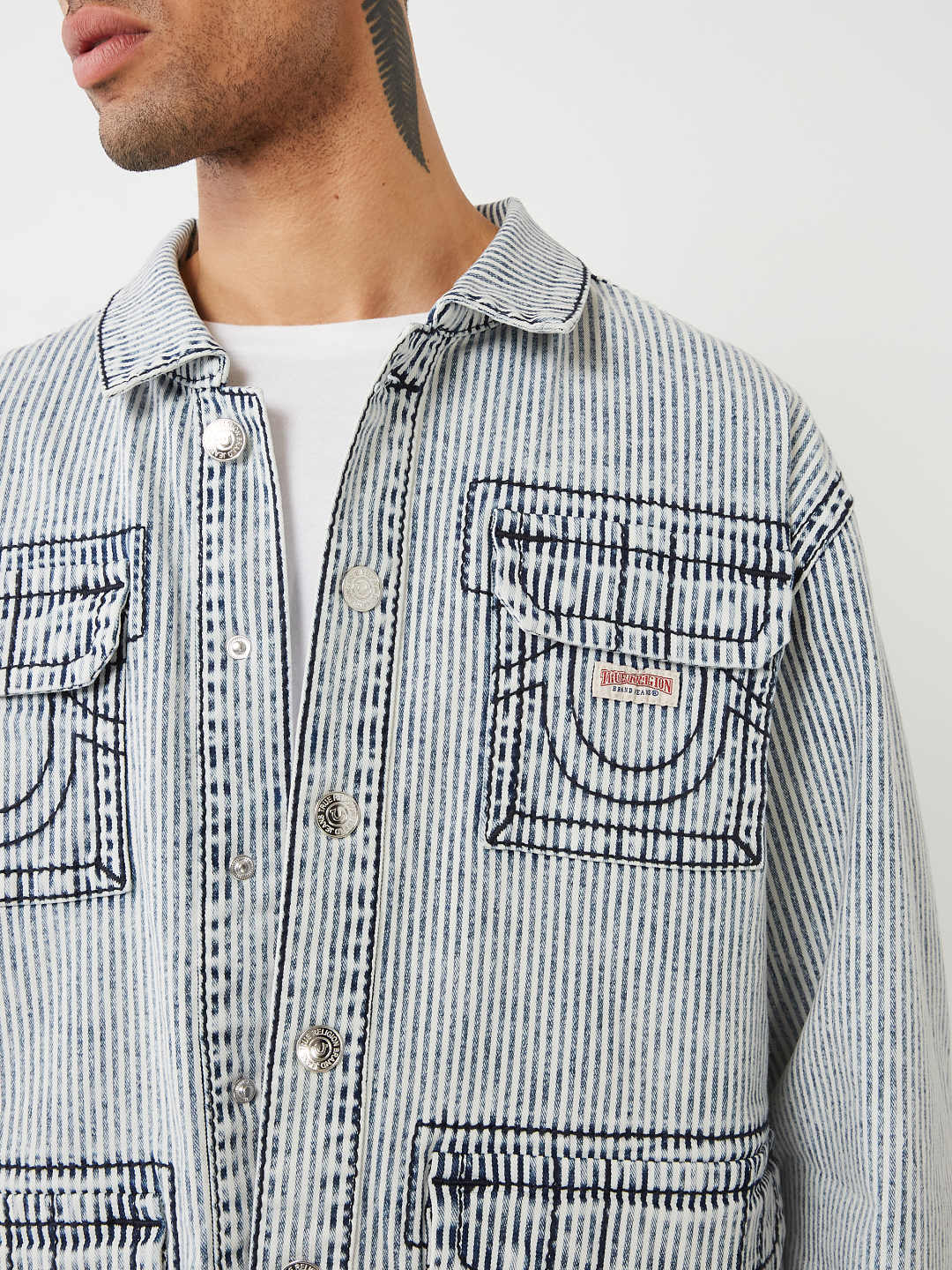 HICKORY STRIPE BIG T SHACKET True Religion