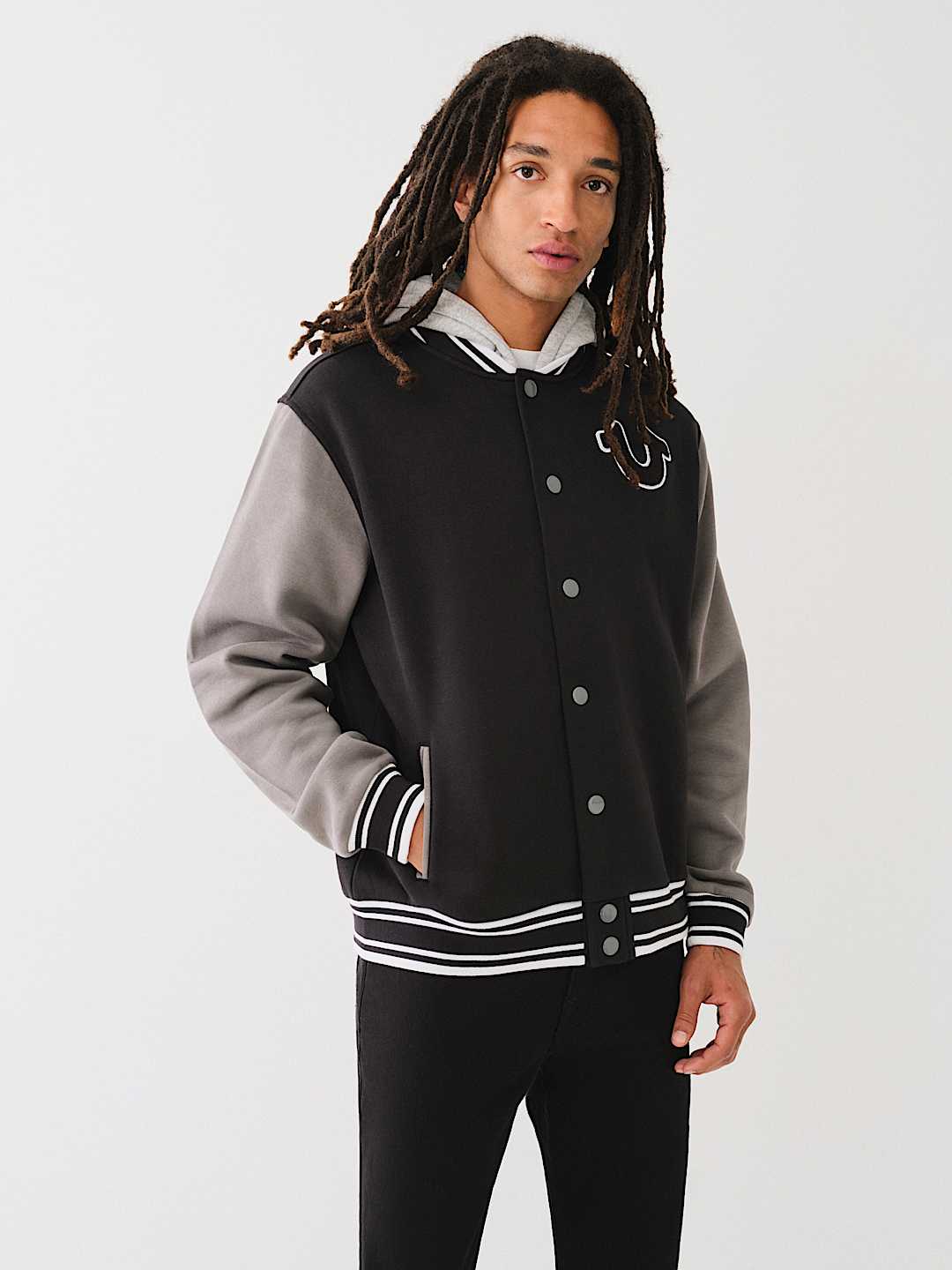 FLEECE HOODED VARSITY JACKET True Religion