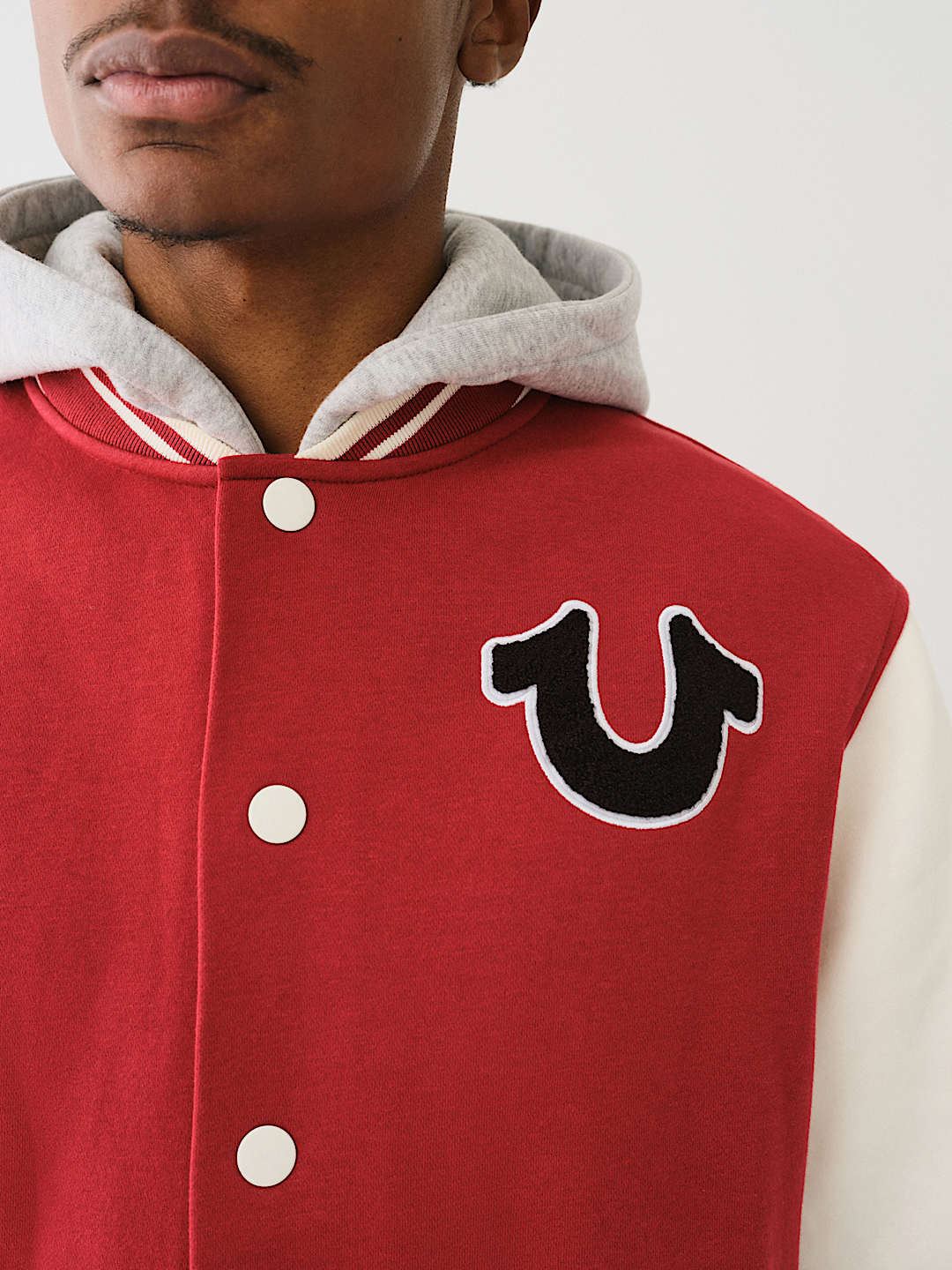 FLEECE HOODED VARSITY JACKET, image 2