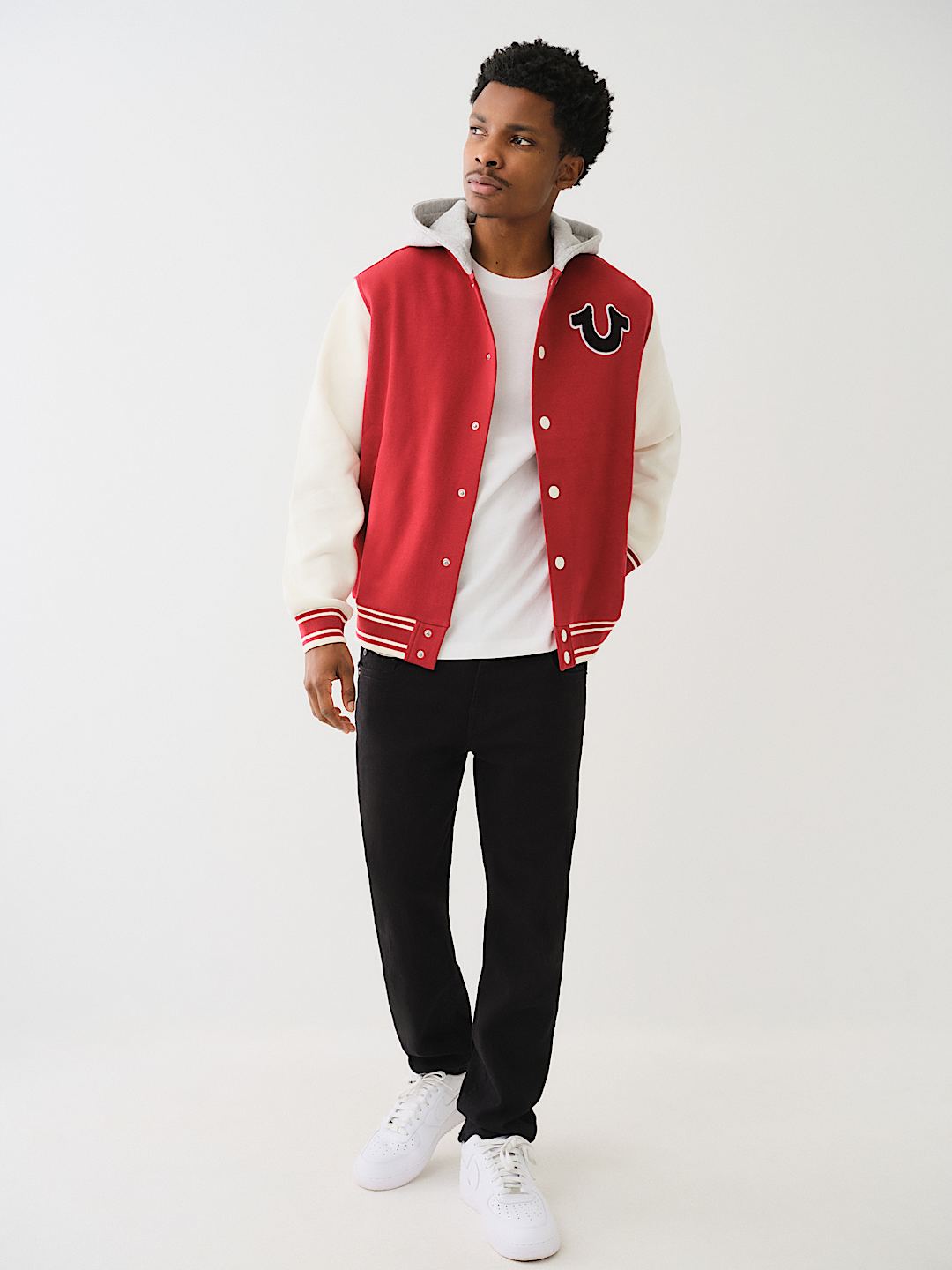 FLEECE HOODED VARSITY JACKET, image 5