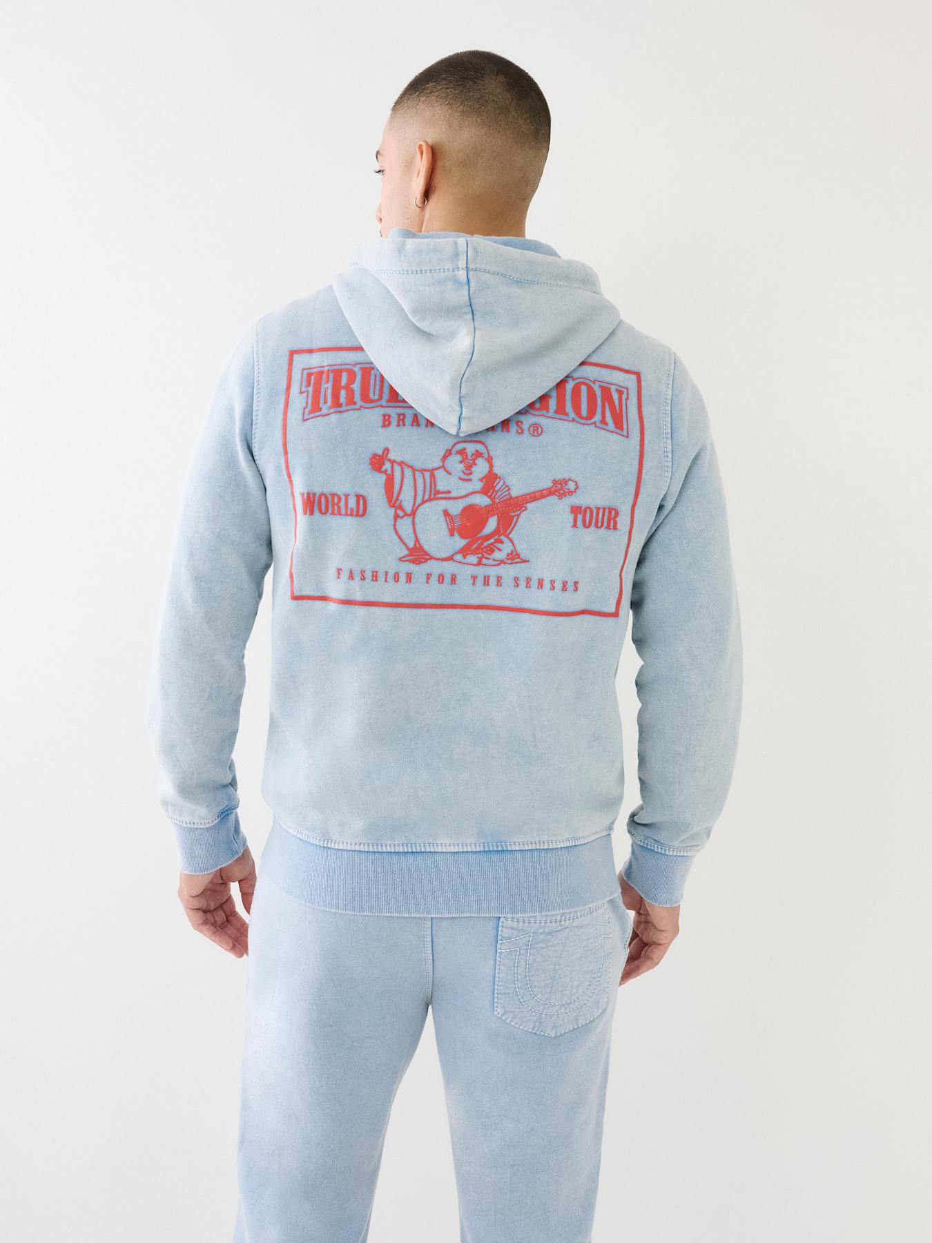 ACID WASH BIG T ZIP HOODIE