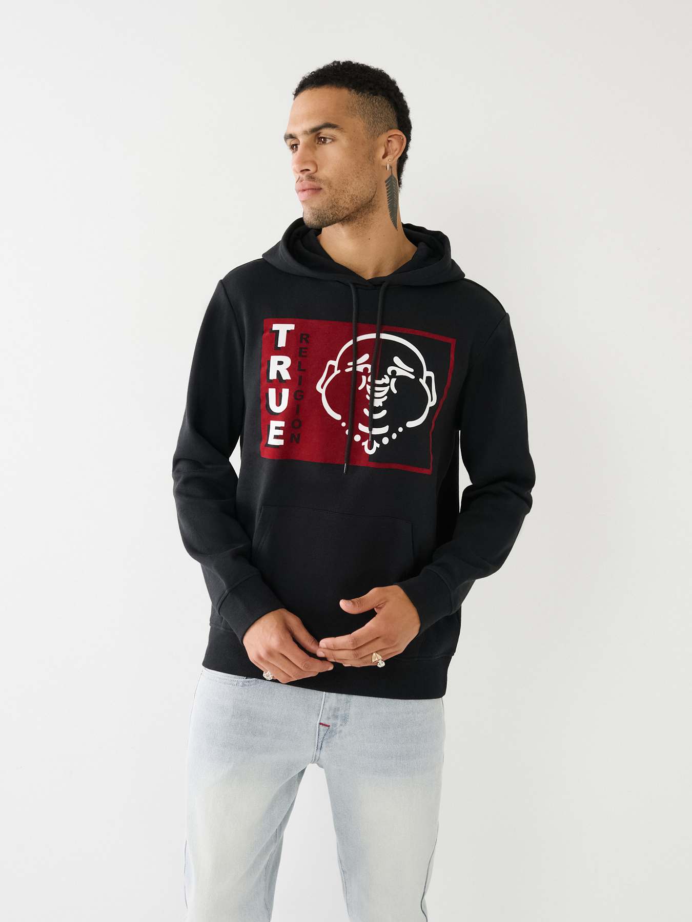 True religion cheap double stitch hoodie