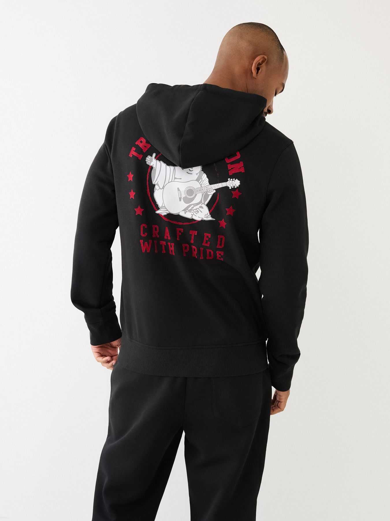 True religion flocked discount hoodie