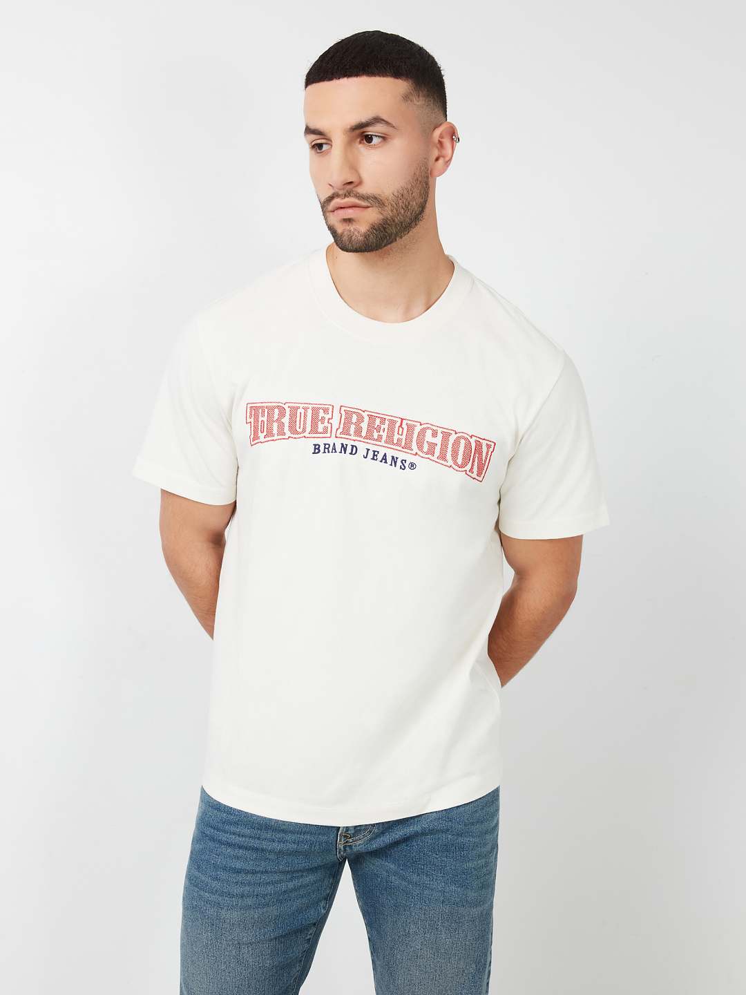 CROSS STITCH ARCHED LOGO TEE, image 2