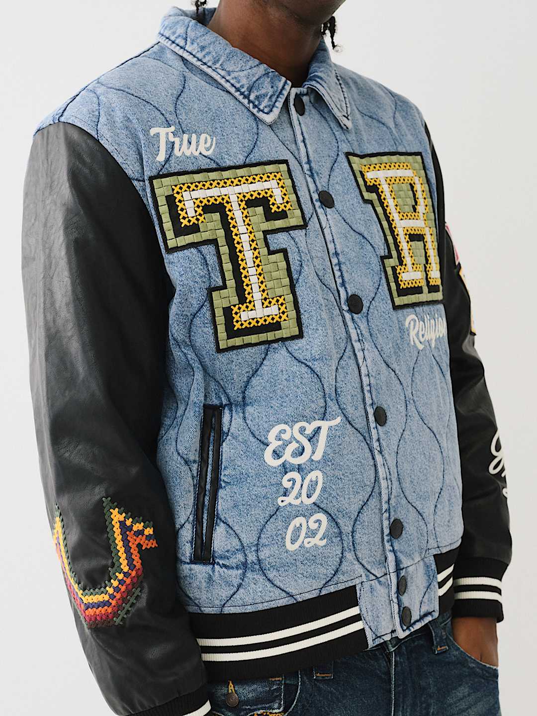 True buy Religion Aztec Print Varsity Jacket