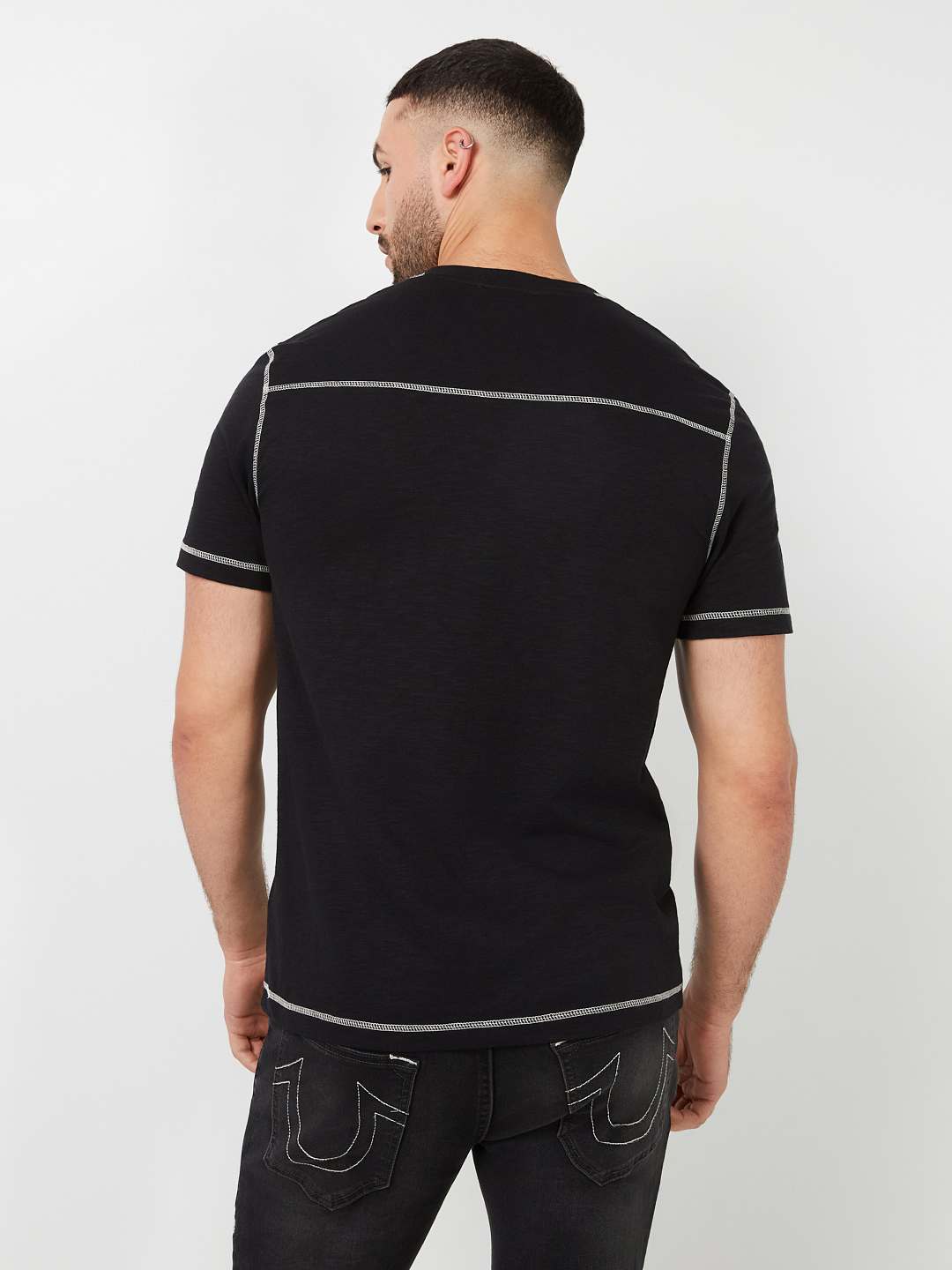 CONTRAST STITCH SLUB HENLEY TEE, image 4