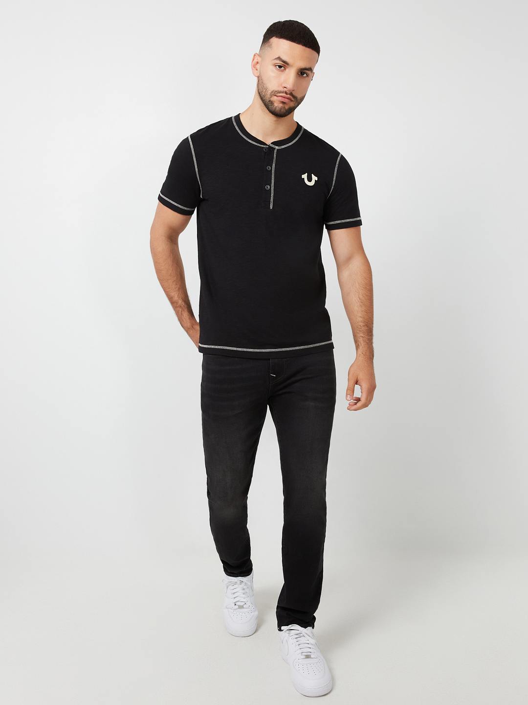 CONTRAST STITCH SLUB HENLEY TEE, image 6