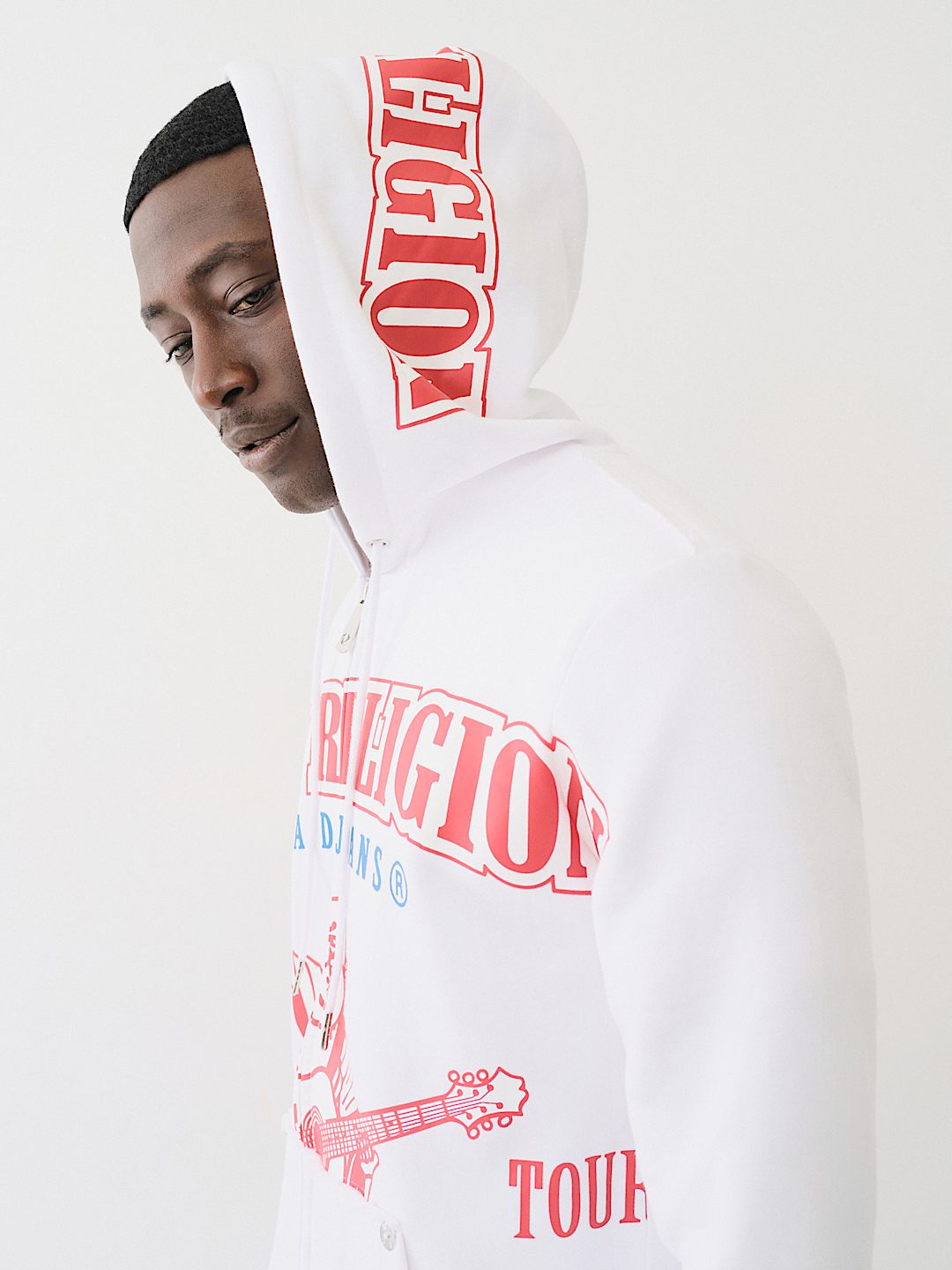 EXAGGERATED ICON RAW TRIM ZIP HOODIE, image 2