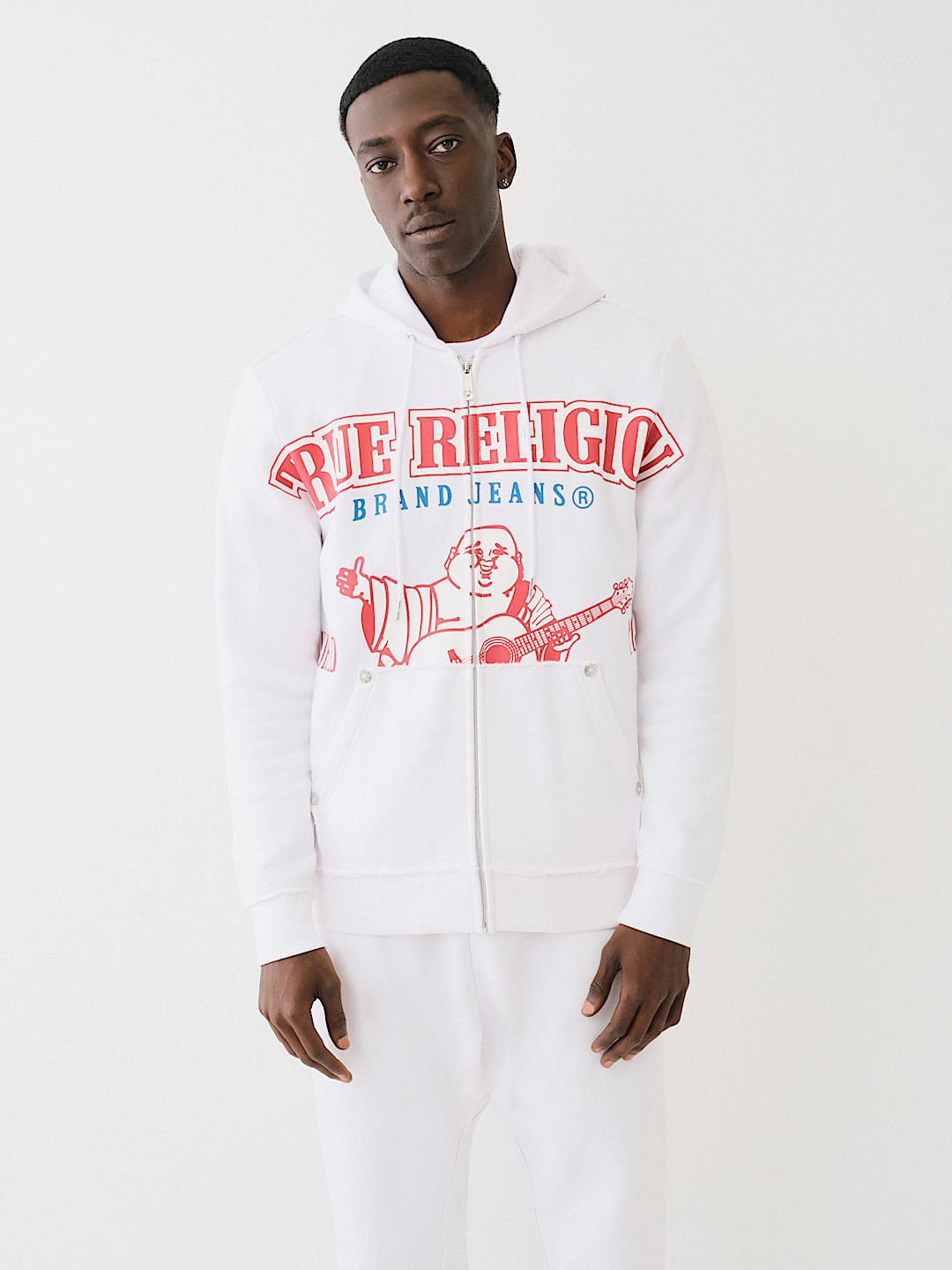 EXAGGERATED ICON RAW TRIM ZIP HOODIE, image 3