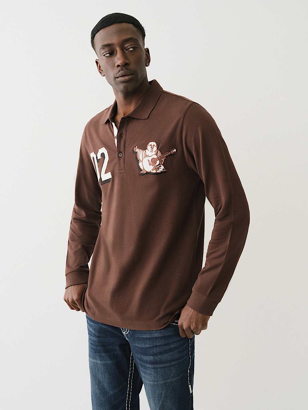 BUDDHA APPLIQUE RUGBY POLO SHIRT, image 4