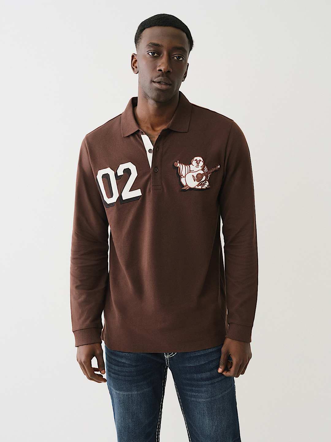 BUDDHA APPLIQUE RUGBY POLO SHIRT, image 1