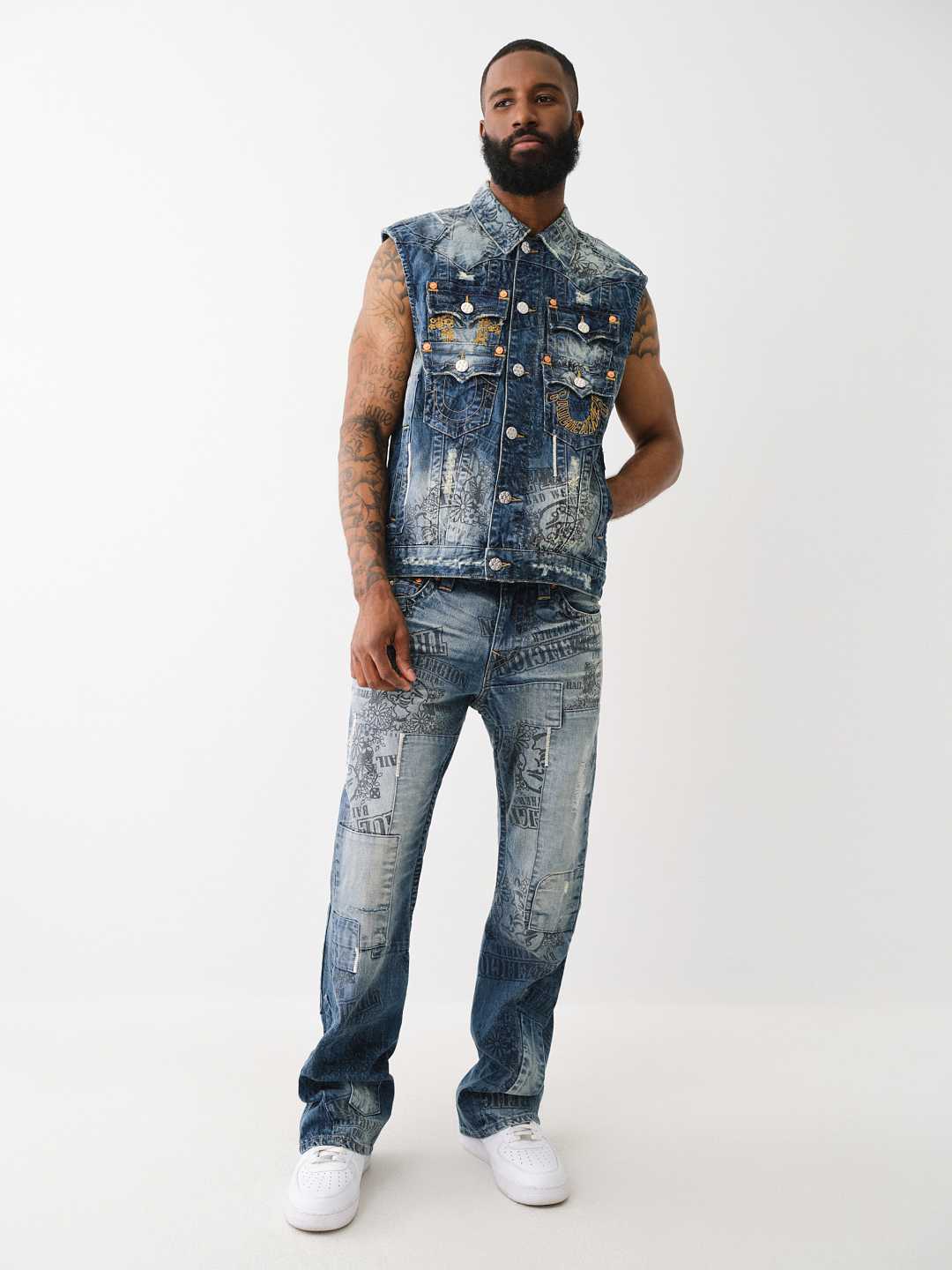 BW X TR DENIM STACKED POCKET VEST True Religion