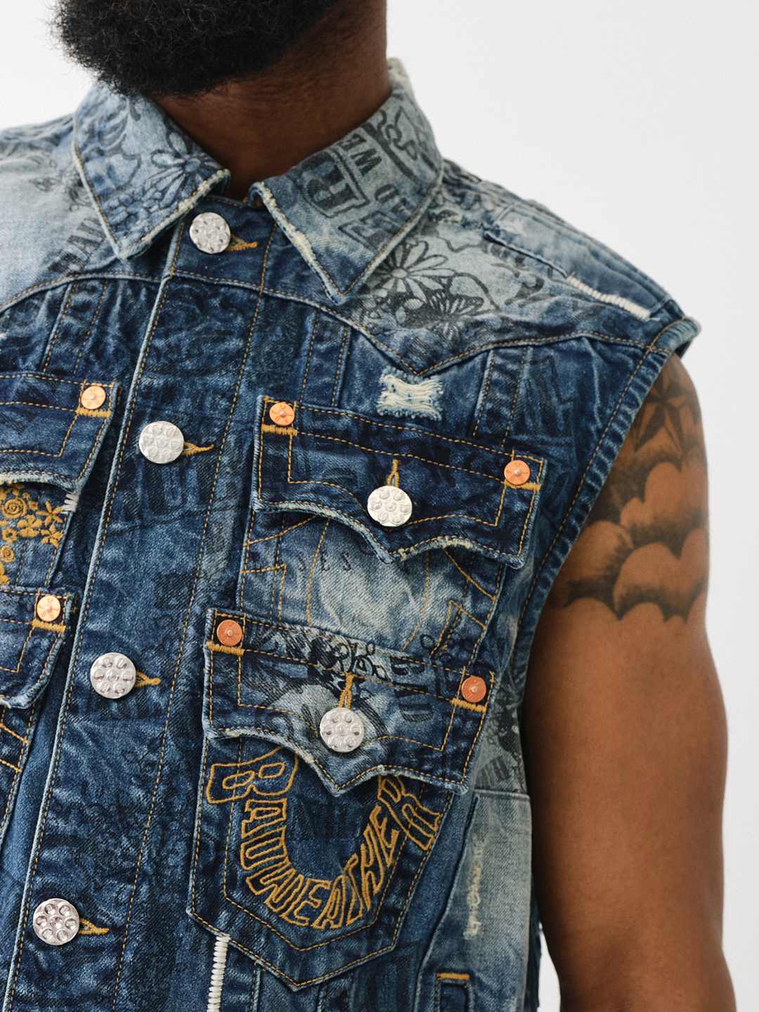 True religion denim vest top