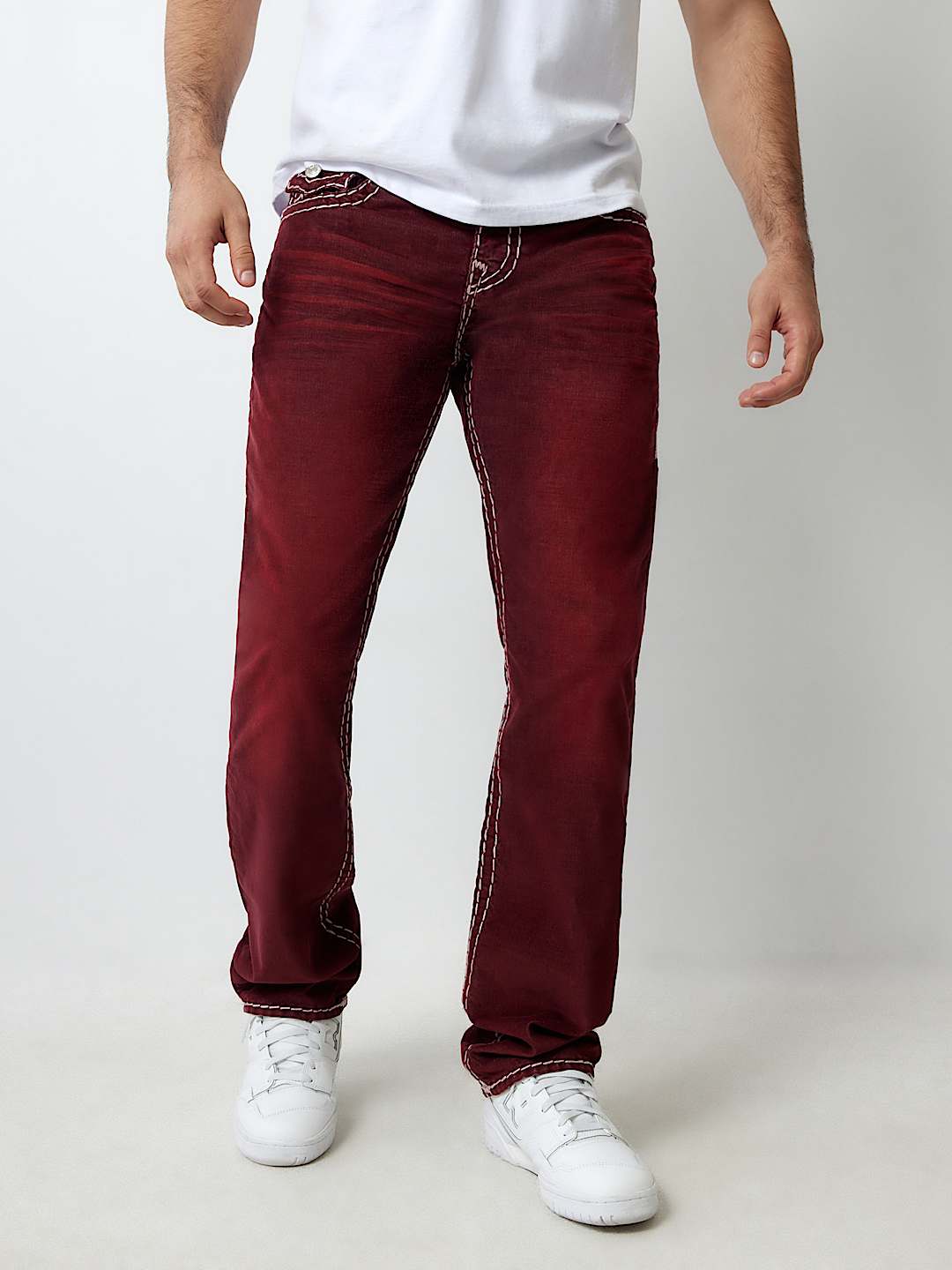 RICKY SUPER T MICRO CORDUROY STRAIGHT PANT - BURGUNDY | True