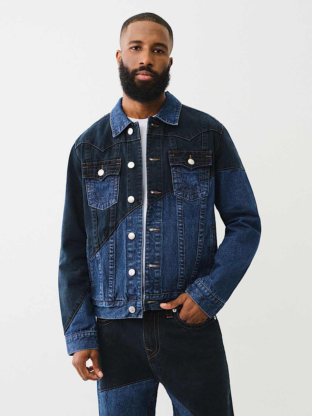 Jimmy Curved Seam Denim Jacket - Blue 