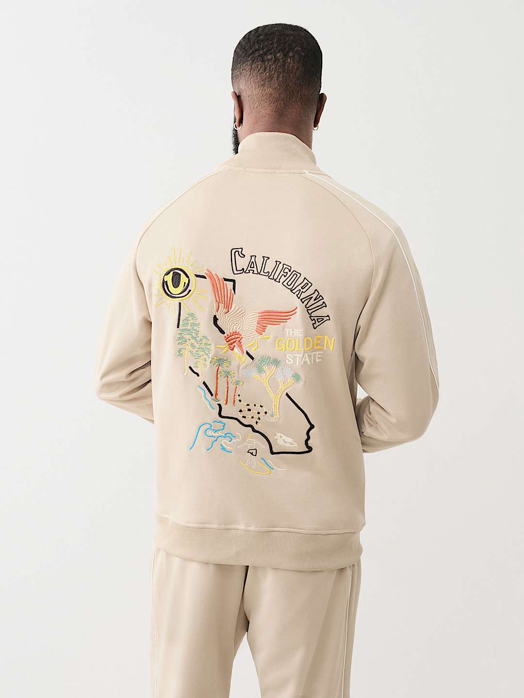 EMBROIDERED GOLDEN STATE TRACK JACKET Khaki beige True Religion