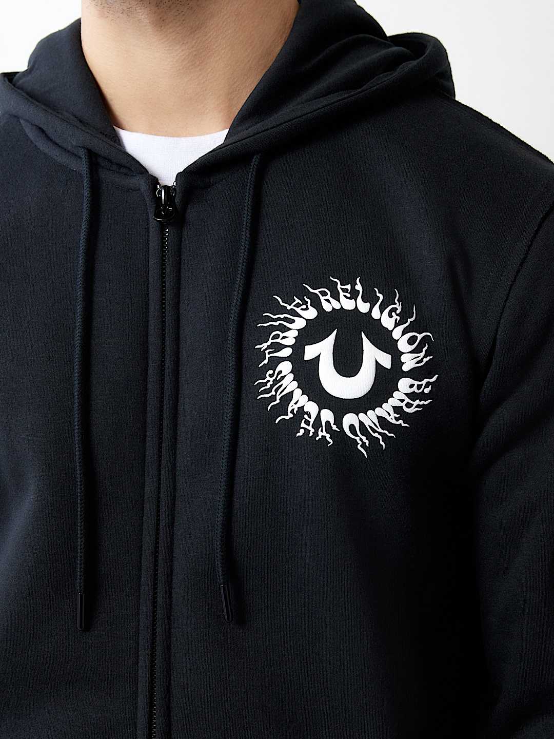 TRUE RELIGION BLAZING LOGO ジップ フーディー 2色 BLAZING LOGO APPLIQUE ZIP HOODIE | True Religion