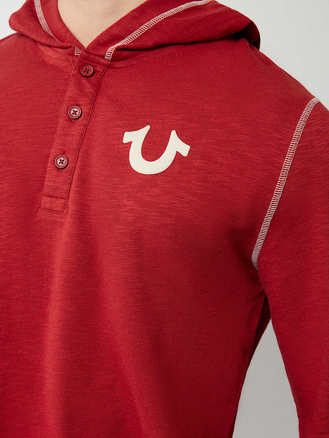 HOODED FLATLOCK HENLEY TEE, image 3