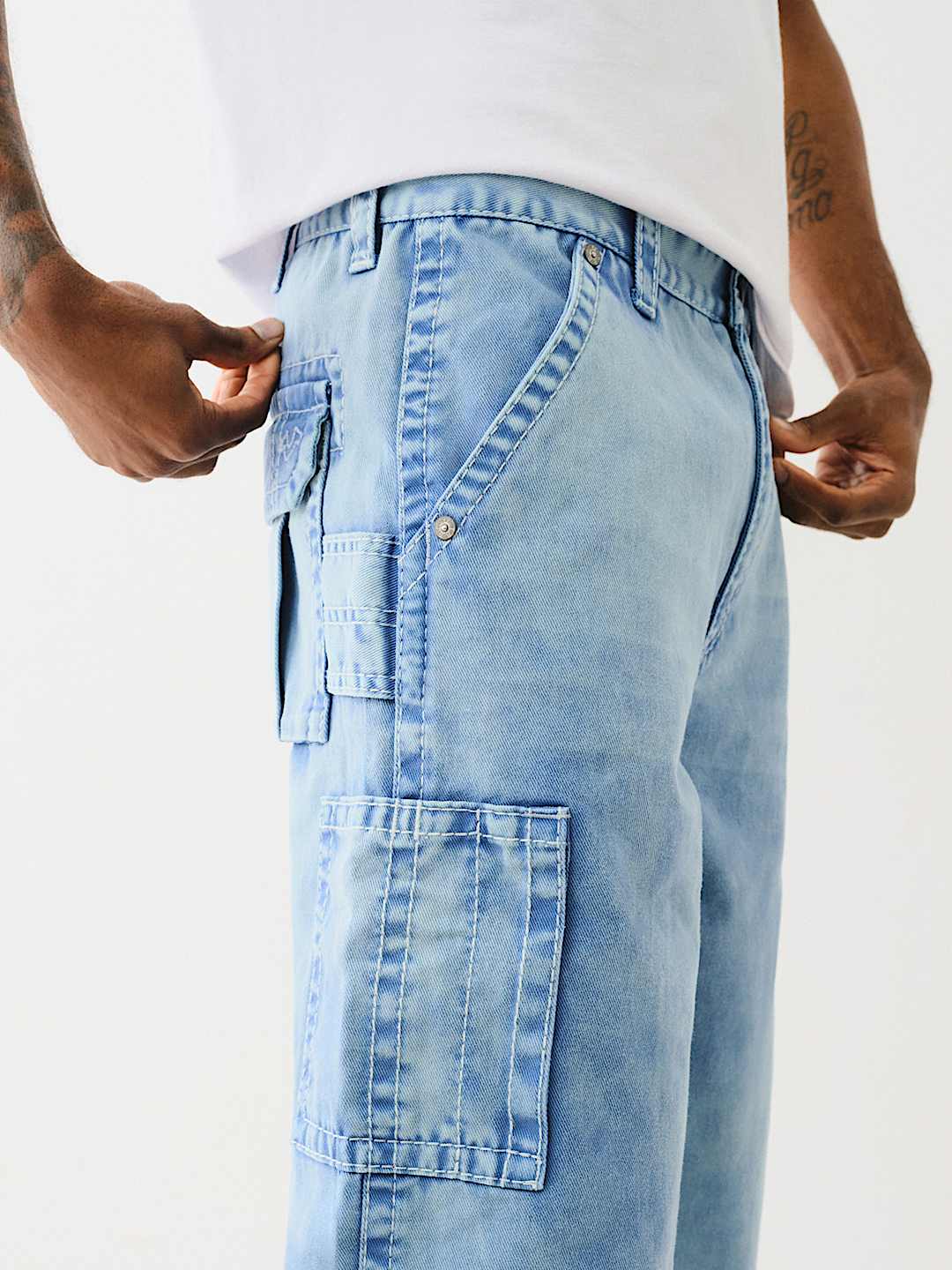 DENIM BIG T UTILITY CARGO PANT