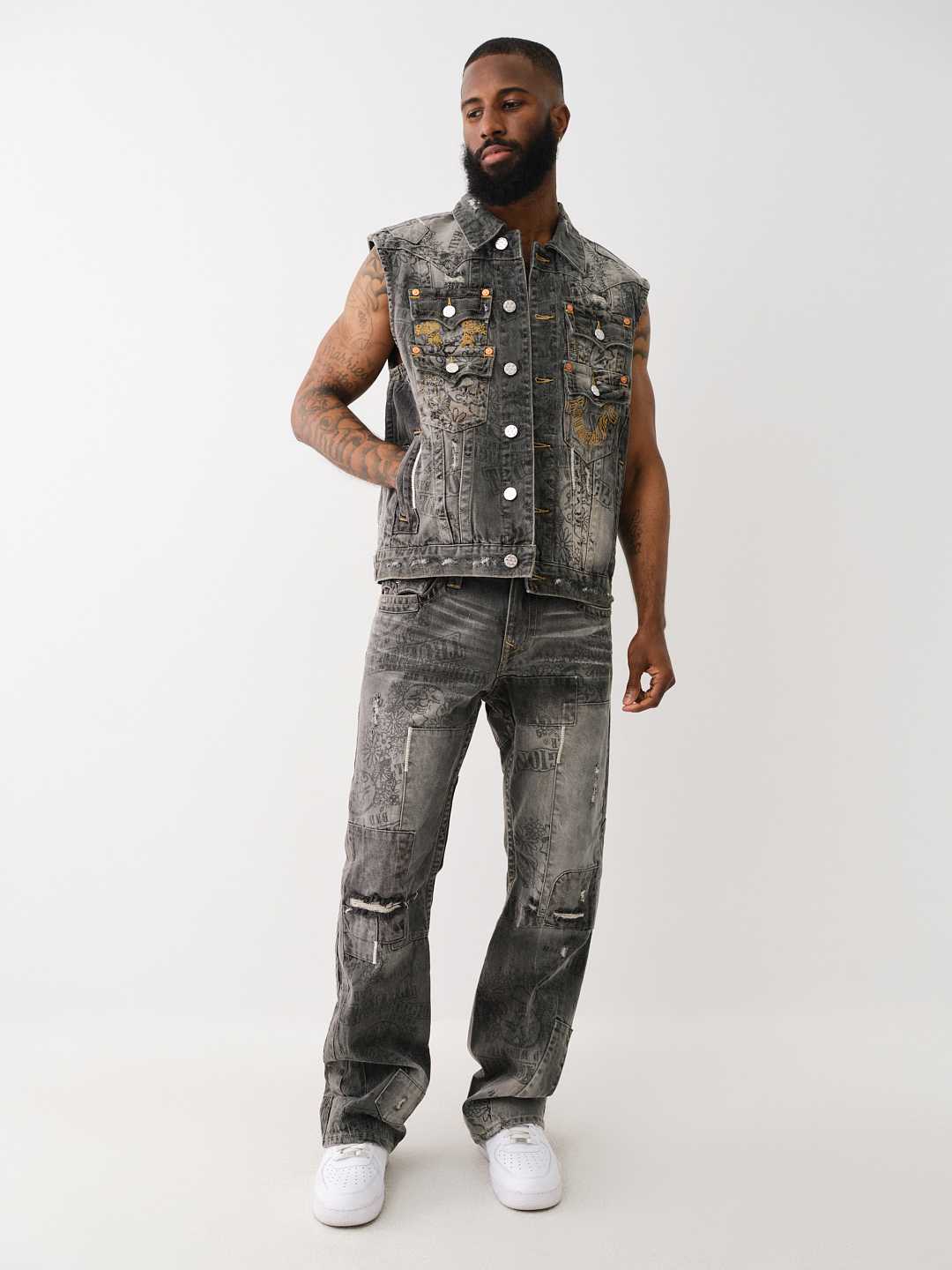 BW X TR DENIM STACKED POCKET VEST - HARMONIUM GREY WASH W