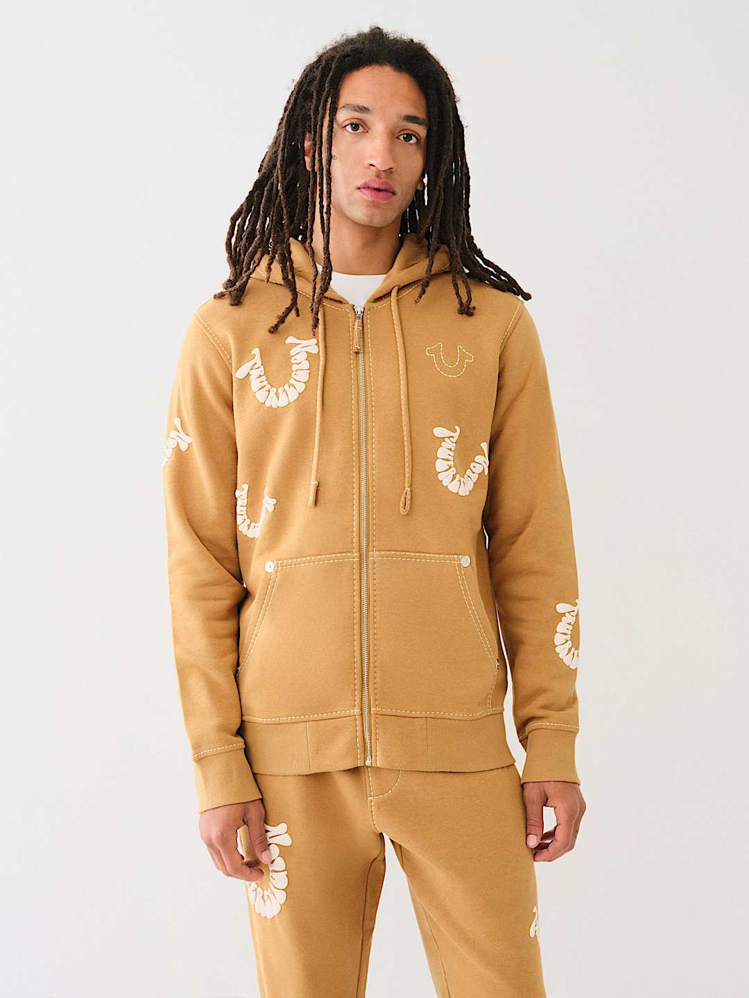 BIG T WARPED PUFF PRINT LOGO ZIP HOODIE | True Religion
