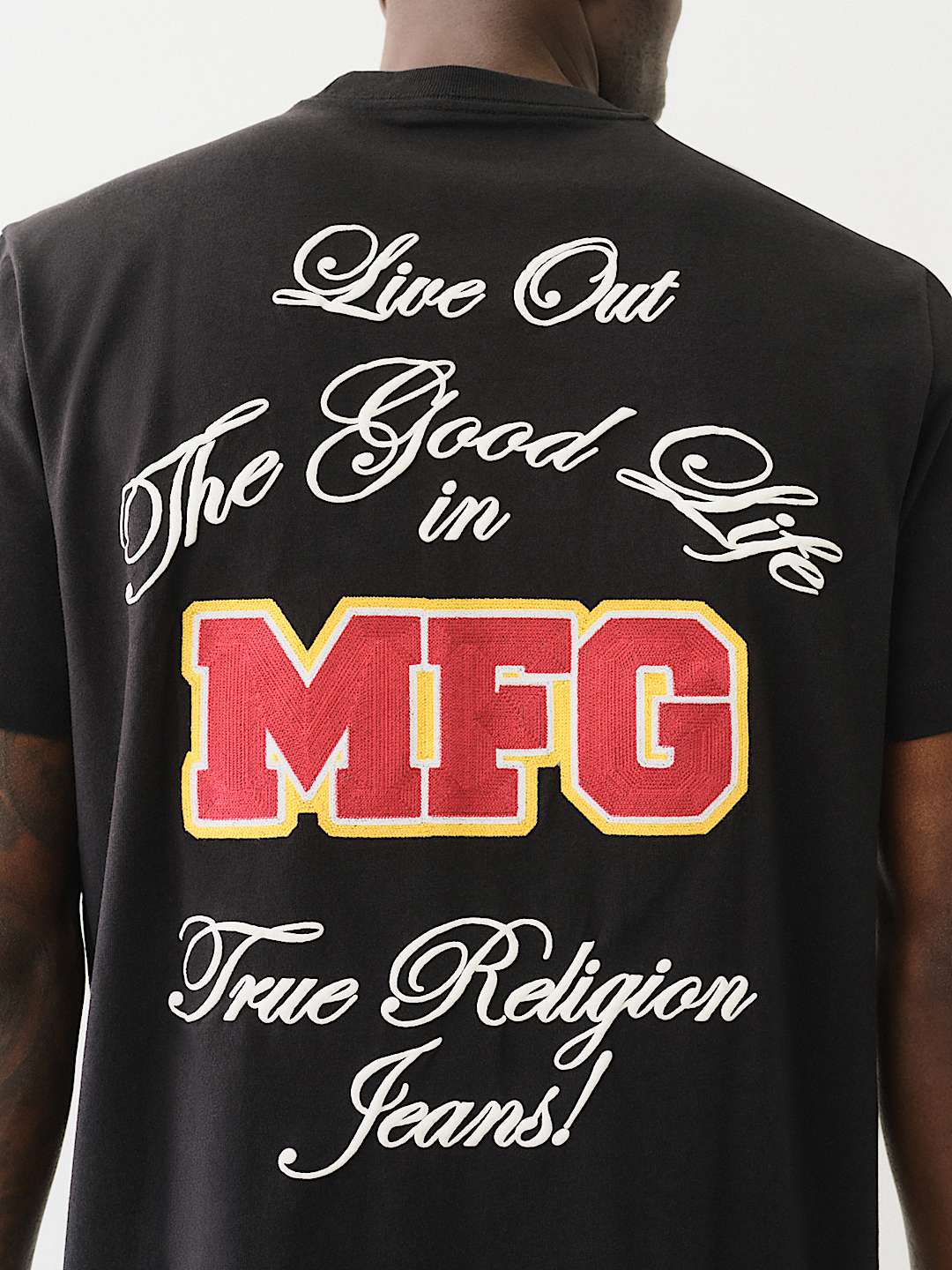 TRUE RELIGION ★ チェーン刺繍 MFG Tシャツ CHAIN EMBROIDERY MFG TEE | True Religion