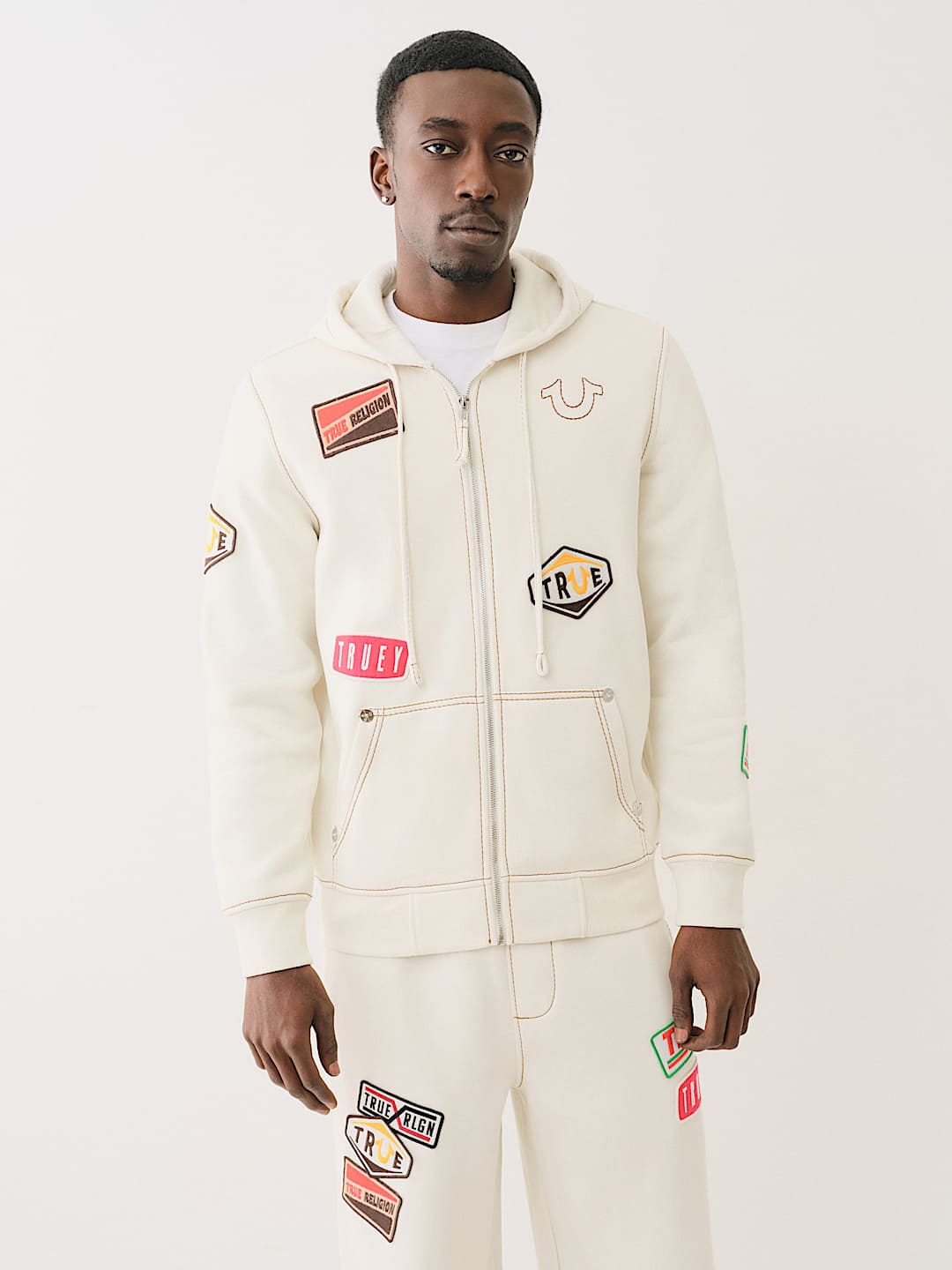 BIG T PATCH ZIP HOODIE - Rainy Day | True Religion BIG T PATCH ZIP HOODIE - Rainy Day | True Religion