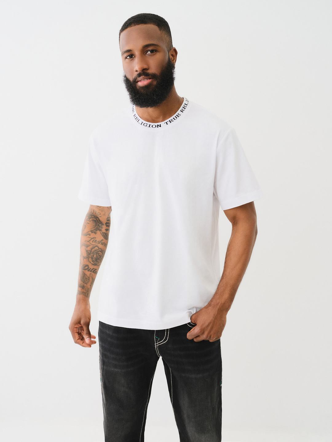 JACQUARD RIB LOGO TEE, image 1