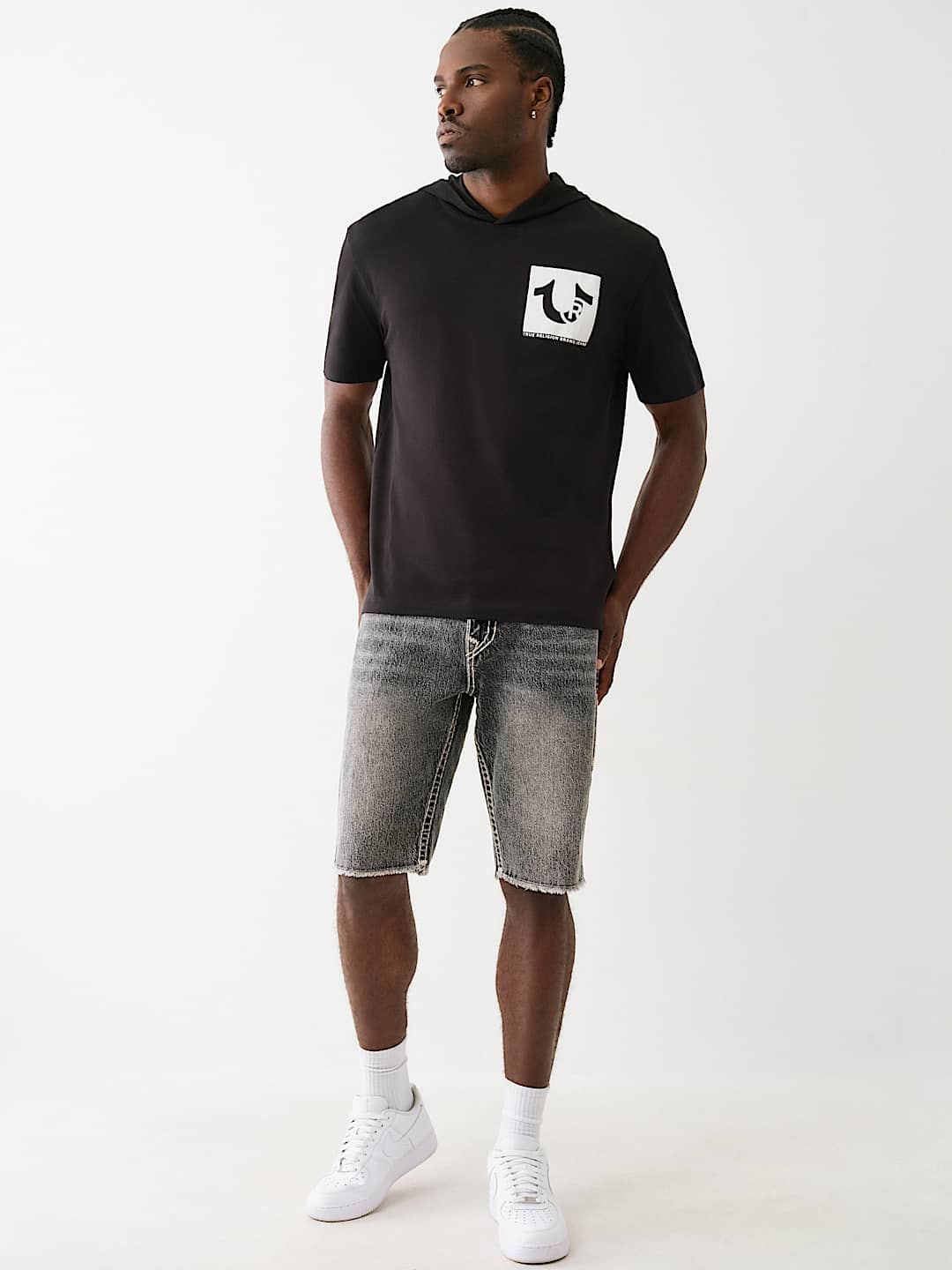 RICKY SUPER T FRAYED SHORT - RESISTANCE BLACK WASH | True