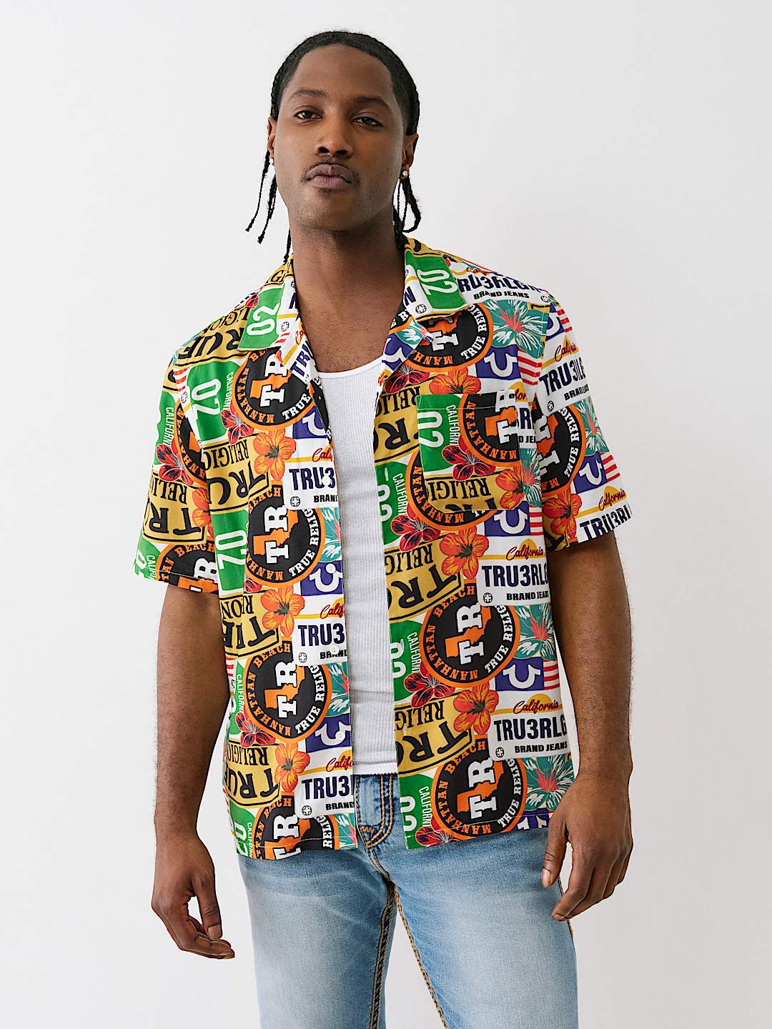 ALLOVER WEST COAST LOGO CAMP COLLAR SHIRT