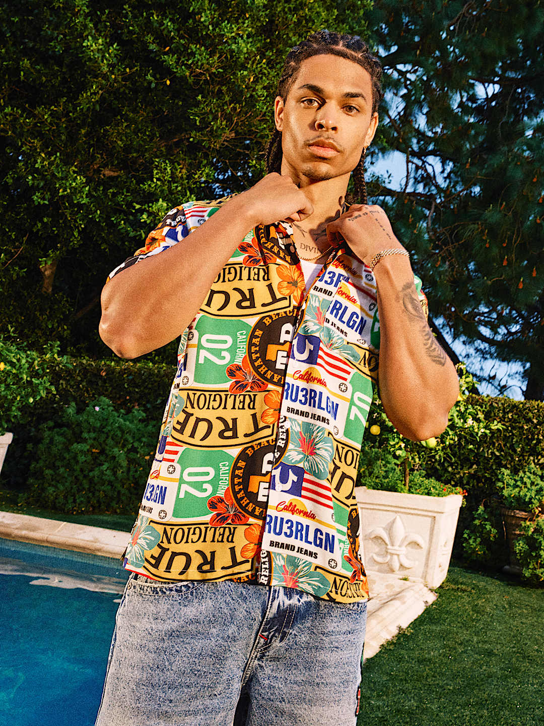ALLOVER WEST COAST LOGO CAMP COLLAR SHIRT