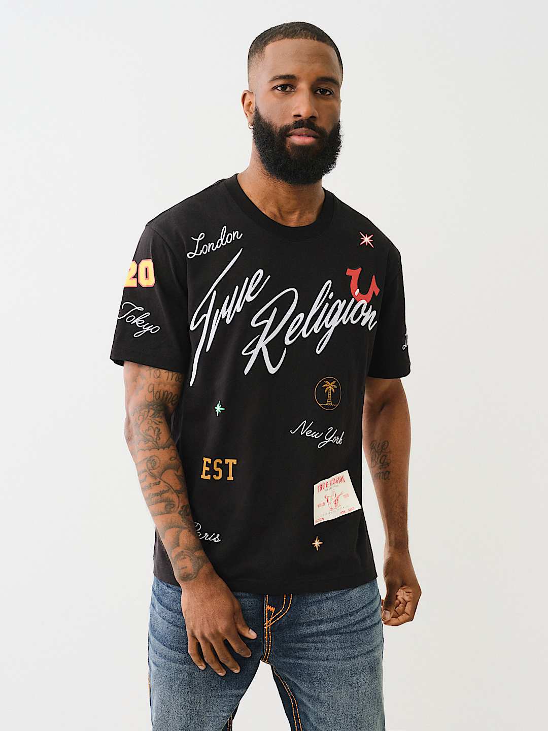 関税込み♪【TRUE RELIGION】SCATTERED ロゴ入り ★ Tシャツ SCATTERED ART TEE | True Religion