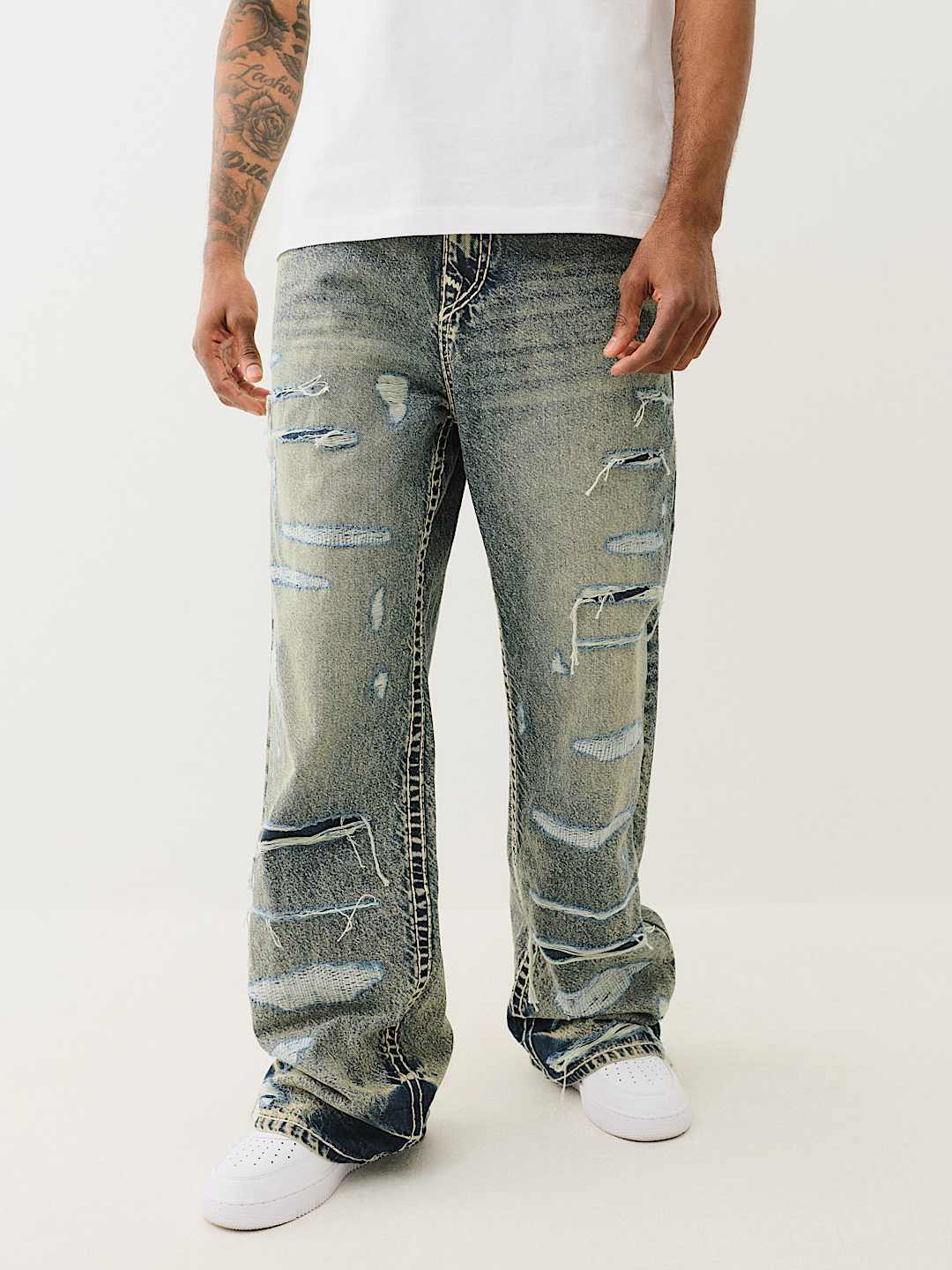 VINNY DISTRESSED SUPER T FLAP ULTRA BAGGY JEAN