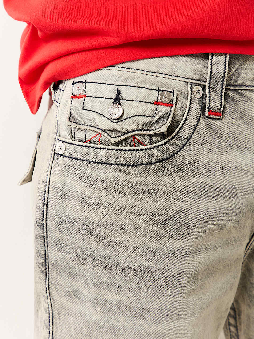 RICKY FRAYED FLAP DENIM SHORT